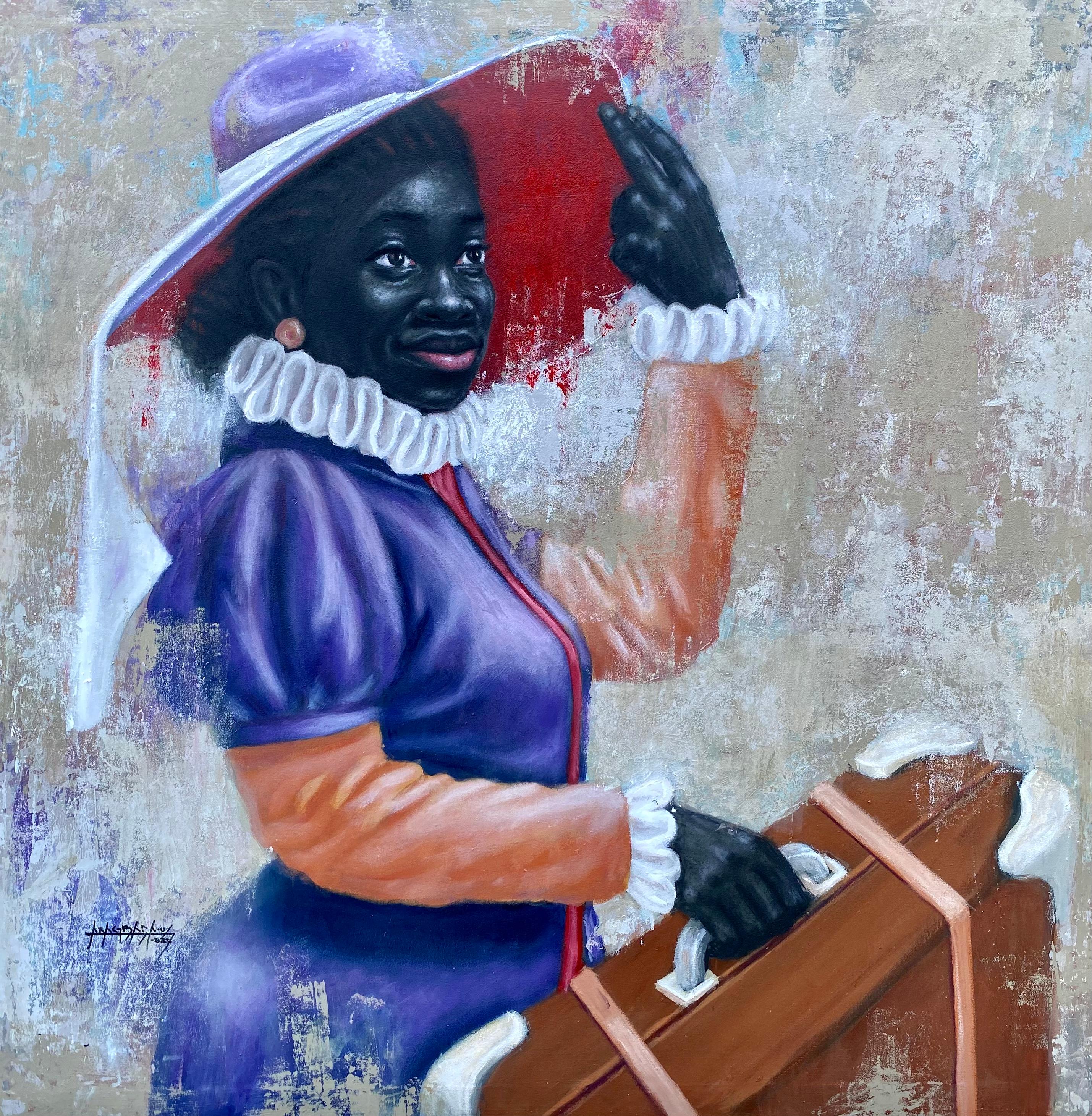 Aragbada Stephen Portrait Painting -  Traveler 1 (purple cloth)