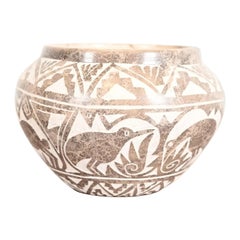 Aragon Acoma Pueblo Carved Polychrome Pottery Water Jar