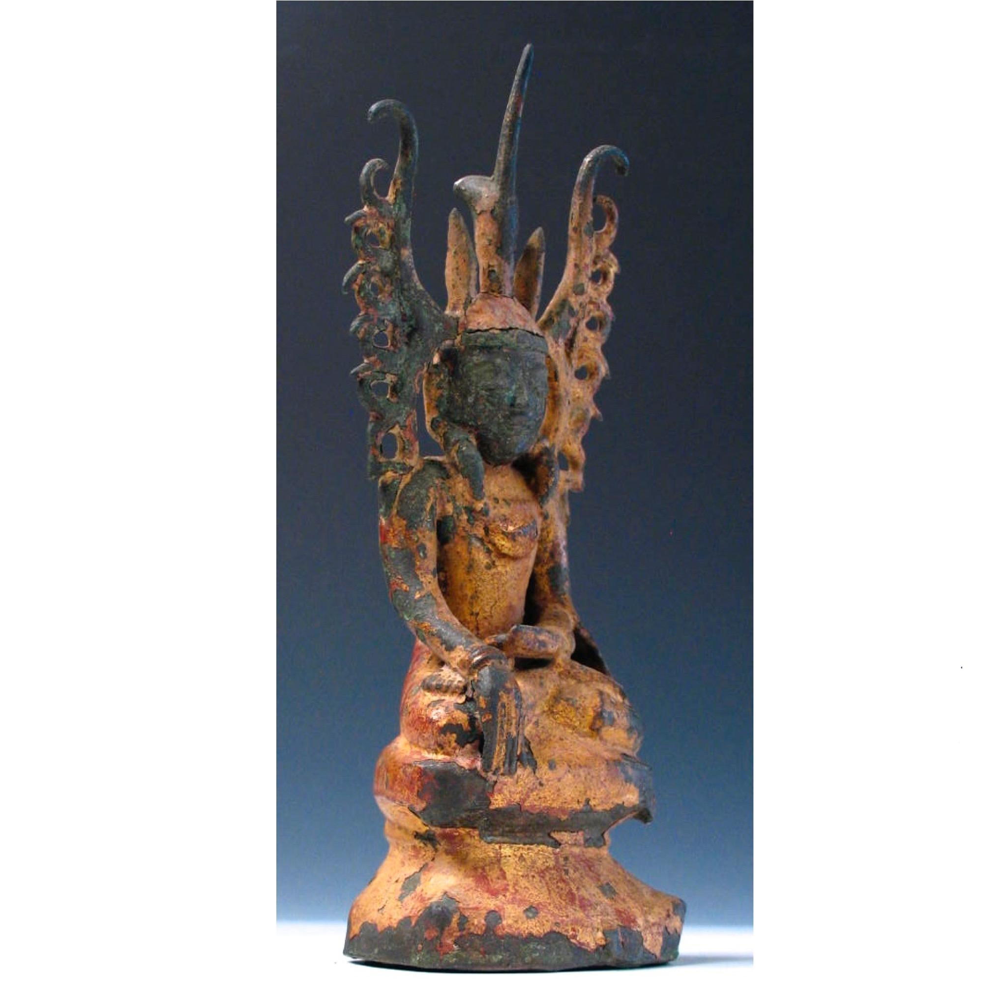 Other Arakanese Gilt Lacquered Bronze Mahakyain phara (Royal Oath) Buddha Image For Sale