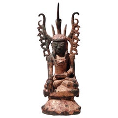 Antique Arakanese Gilt Lacquered Bronze Mahakyain Phara 'Royal Oath' Buddha Image