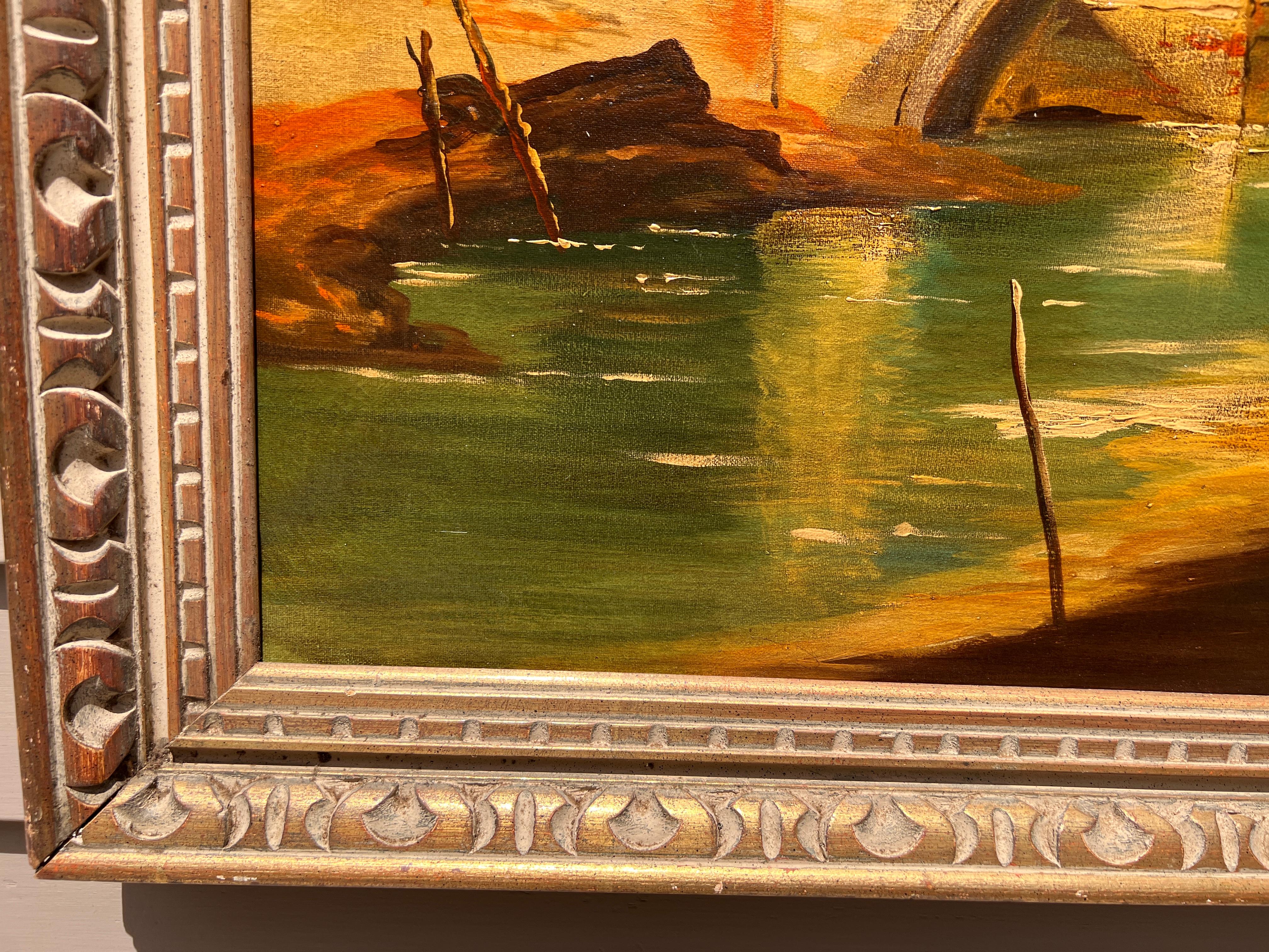 1969 Listed Italian Artist Araldo Ariano Large Oil Painting, Genre Scene, 1969 For Sale 2