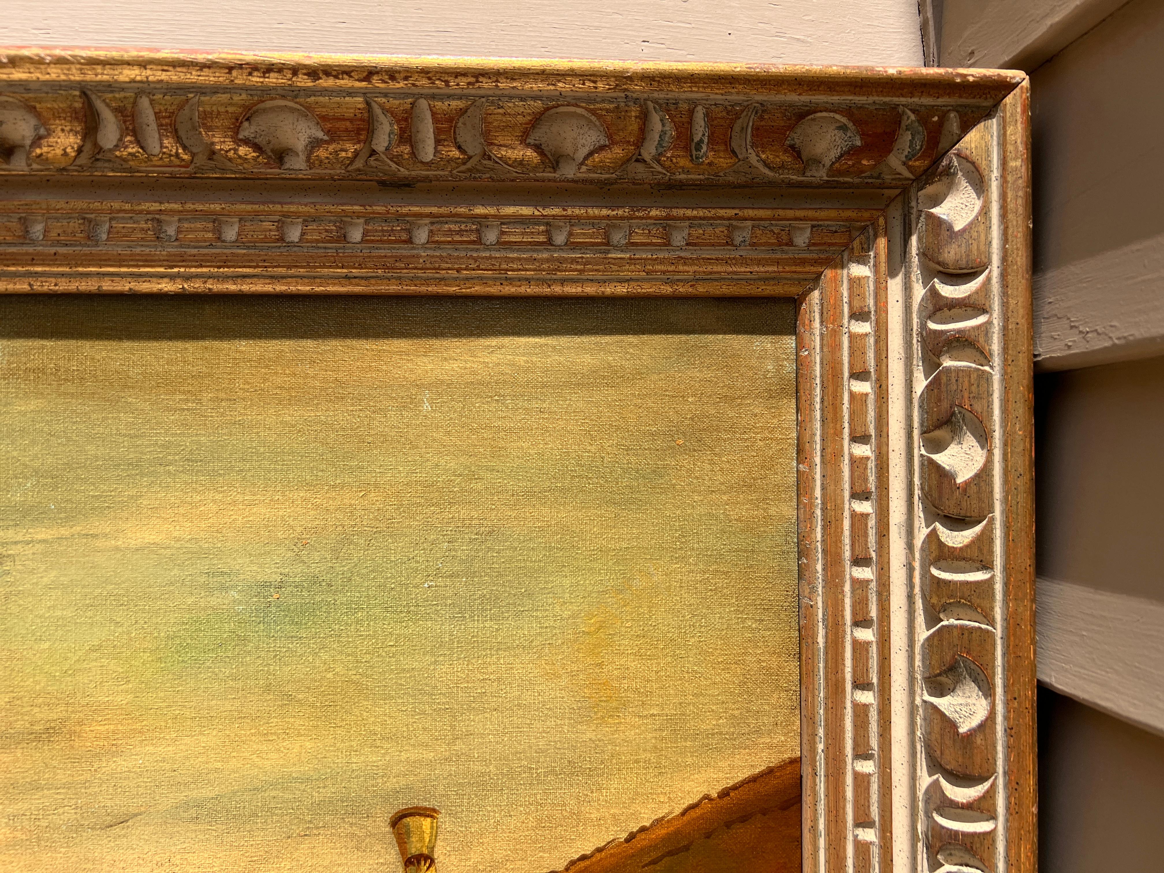 1969 Listed Italian Artist Araldo Ariano Large Oil Painting, Genre Scene, 1969 For Sale 4