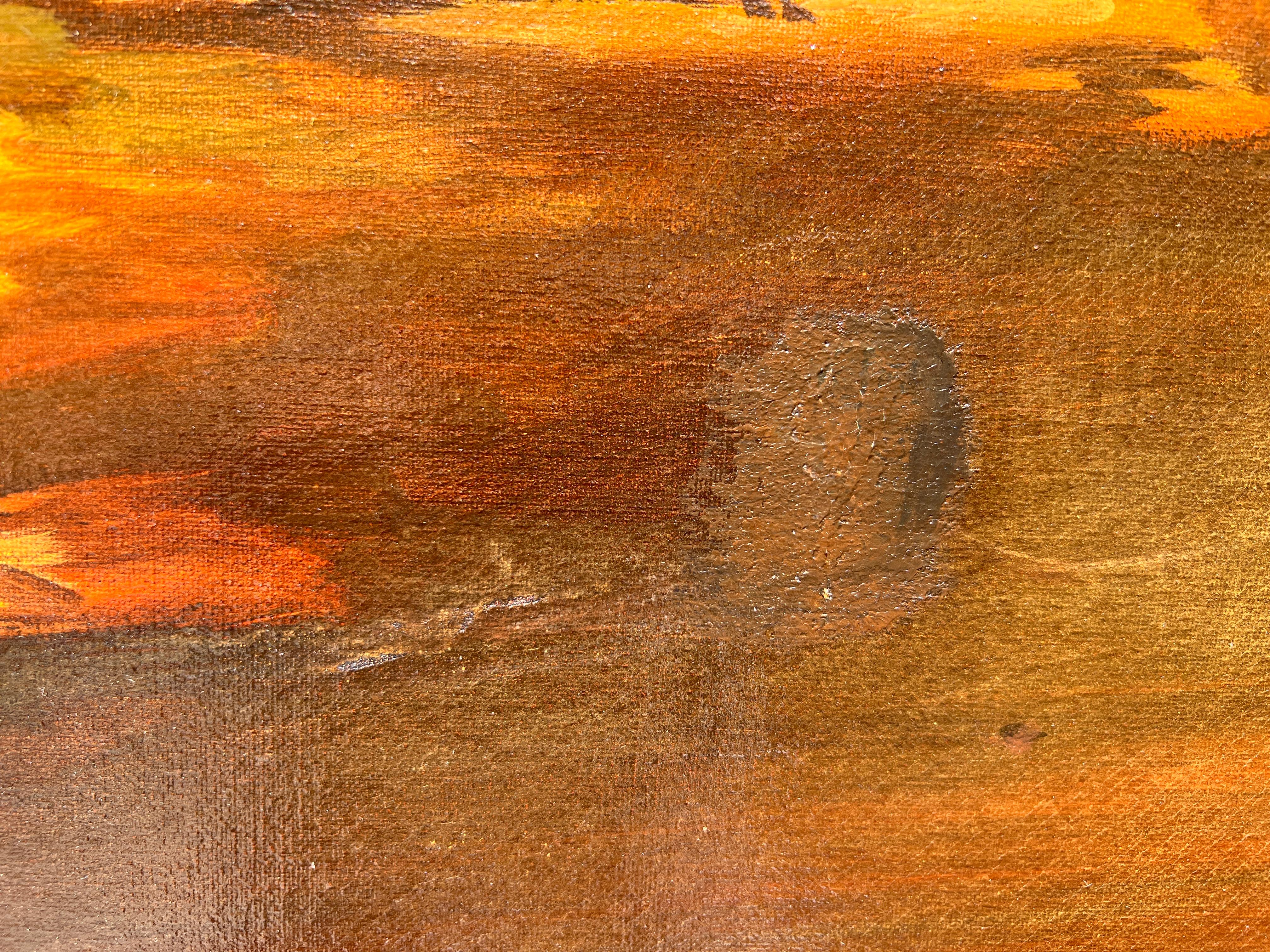 1969 Listed Italian Artist Araldo Ariano Large Oil Painting, Genre Scene, 1969 For Sale 7