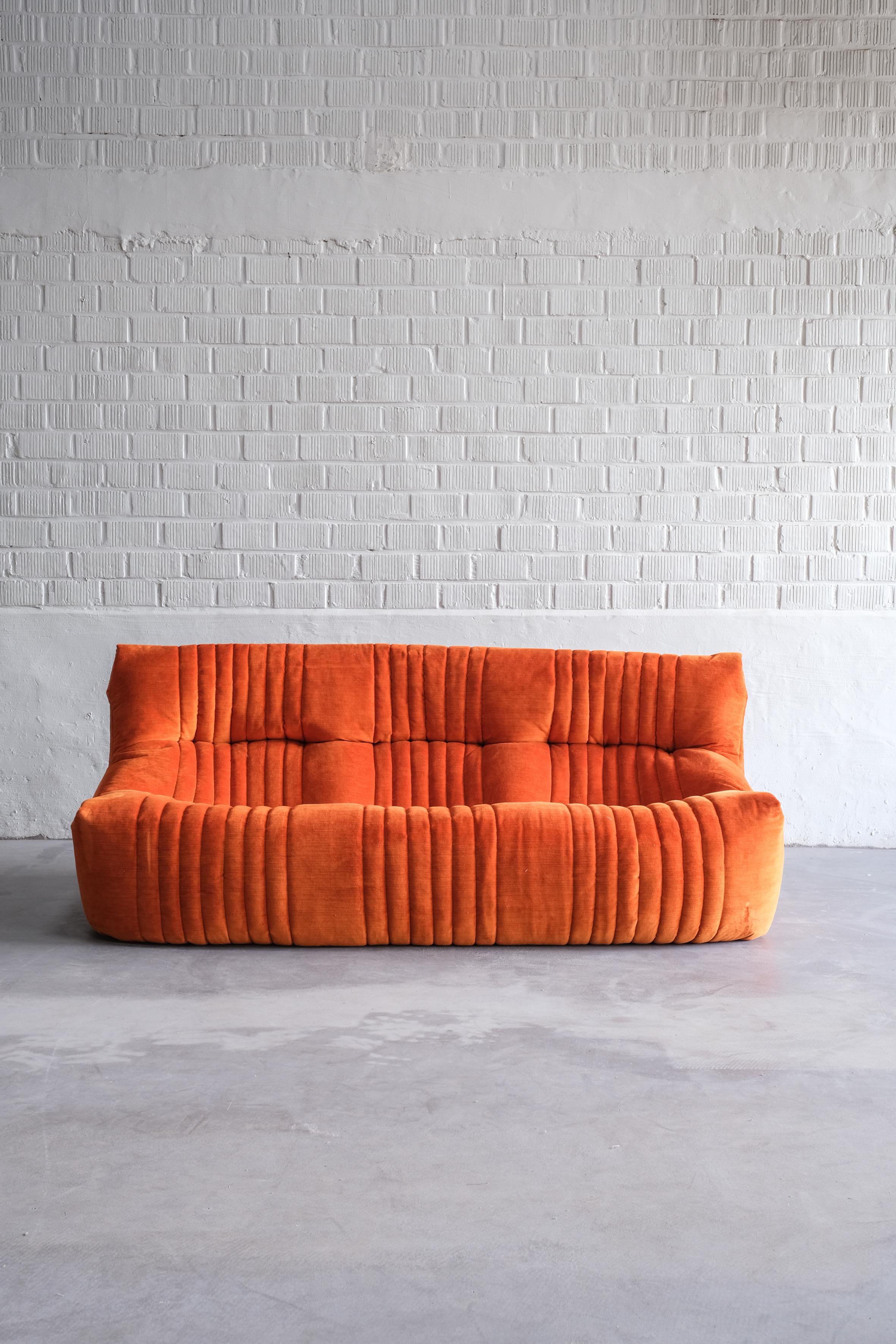 This model was designed by Michel Ducaroy for Ligne Roset also known for creating designs like the Togo, Kashima and Marsalla sofa. 

Extremely comfortable sofa.