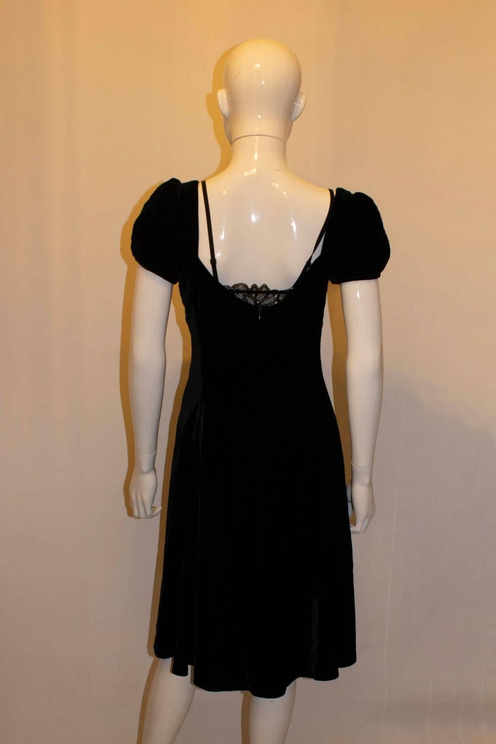 Aramani Le Collezzioni Black Velvet Cocktail Dress For Sale 1