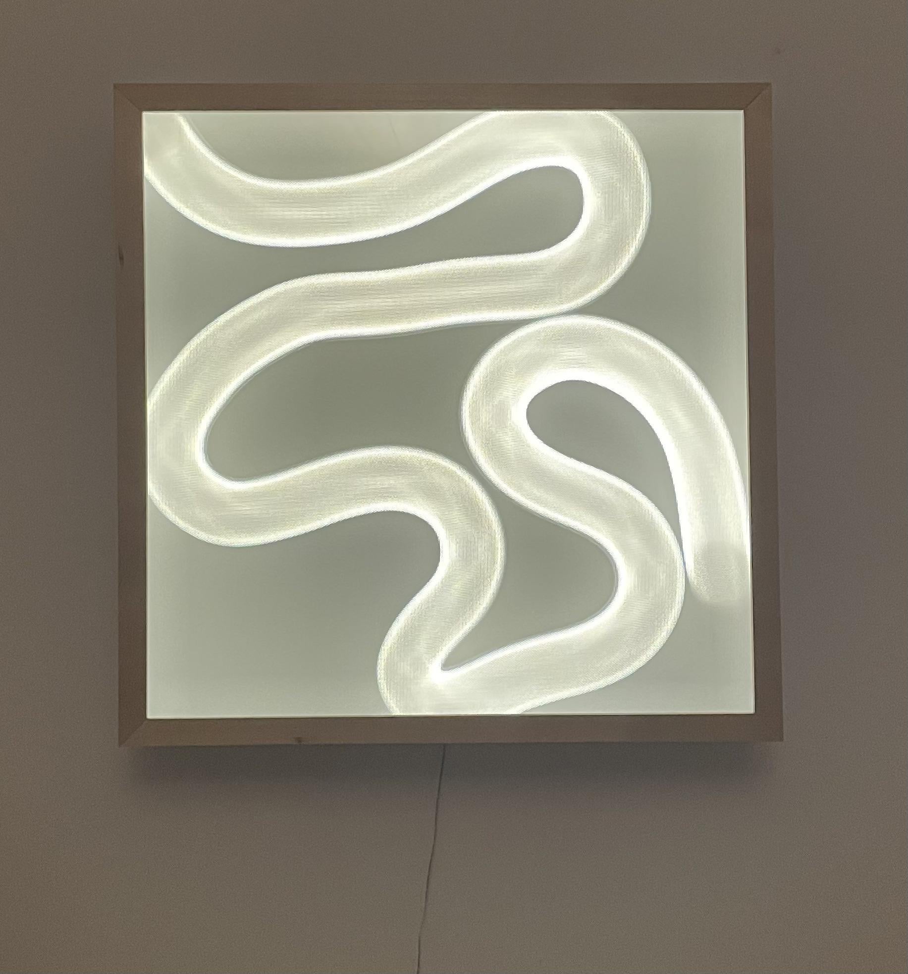 Aramse light sculpture by Studio Lampent
Limited Edition of 5
Dimensions: W 70 x D 13 x H 70 cm
Materials: Acrylic sheets, dimmable LED lights, wood

All our lamps can be wired according to each country. If sold to the USA it will be wired for