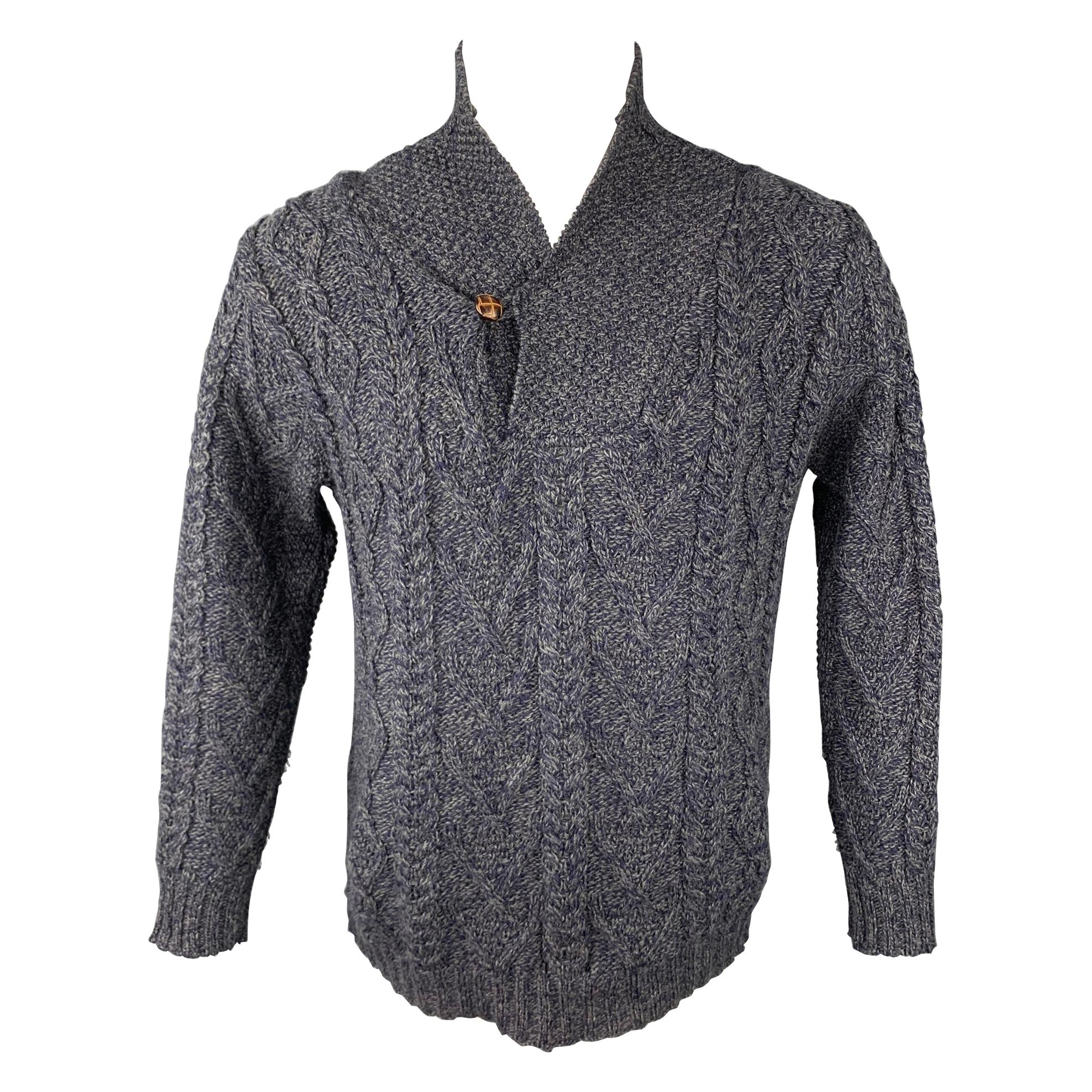 ARAN CRAFTS Size M Charcoal Knit Merino Wool Shawl Collar Sweater For Sale  at 1stDibs | aran crafts sweater