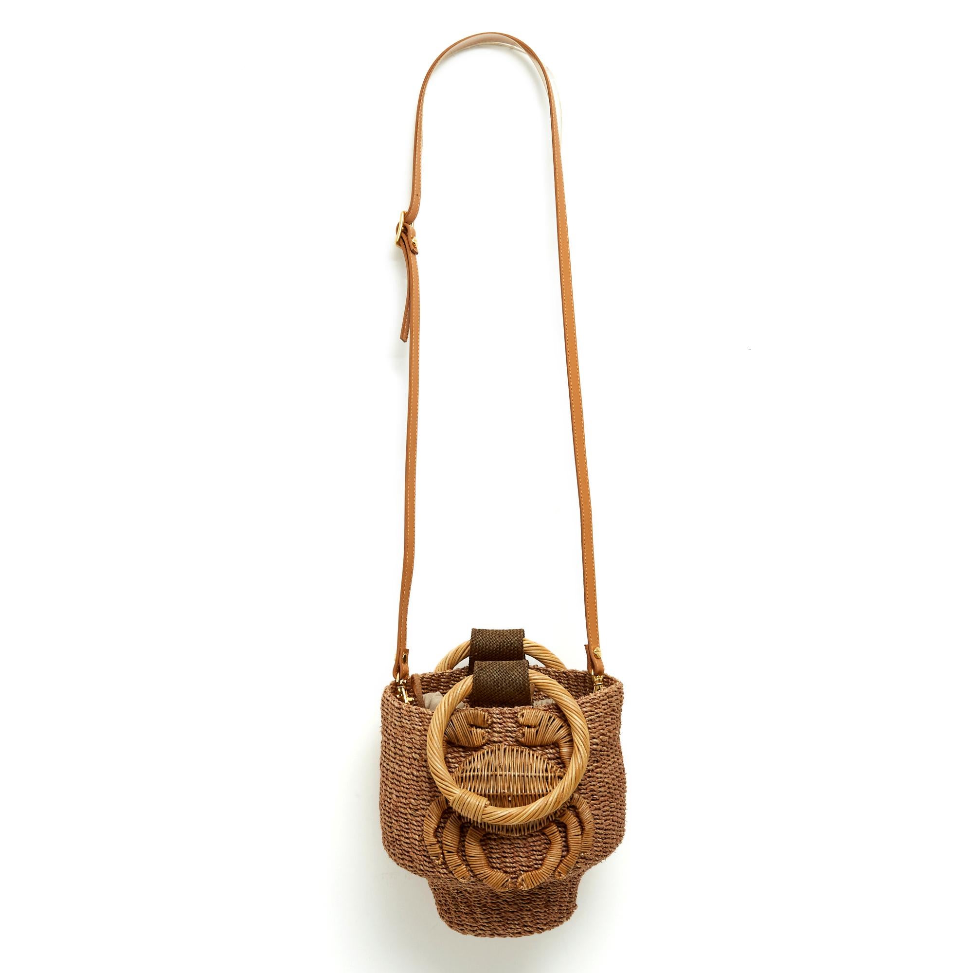 Donna Aranaz Sac Raphia Crabe en Bandouliere Ocean Borsa a mano e a tracolla in rafia  Nuovo in vendita