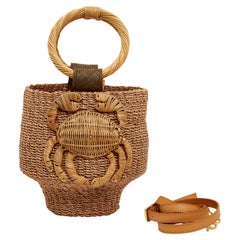 Aranaz Sac Raphia Crabe en Bandouliere Ocean Raffia Hand and Shoulder Bag  New