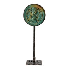 Arango & Lollar, Ancient Mirror - Two Figures, Ceramic & Steel Sculpture, US