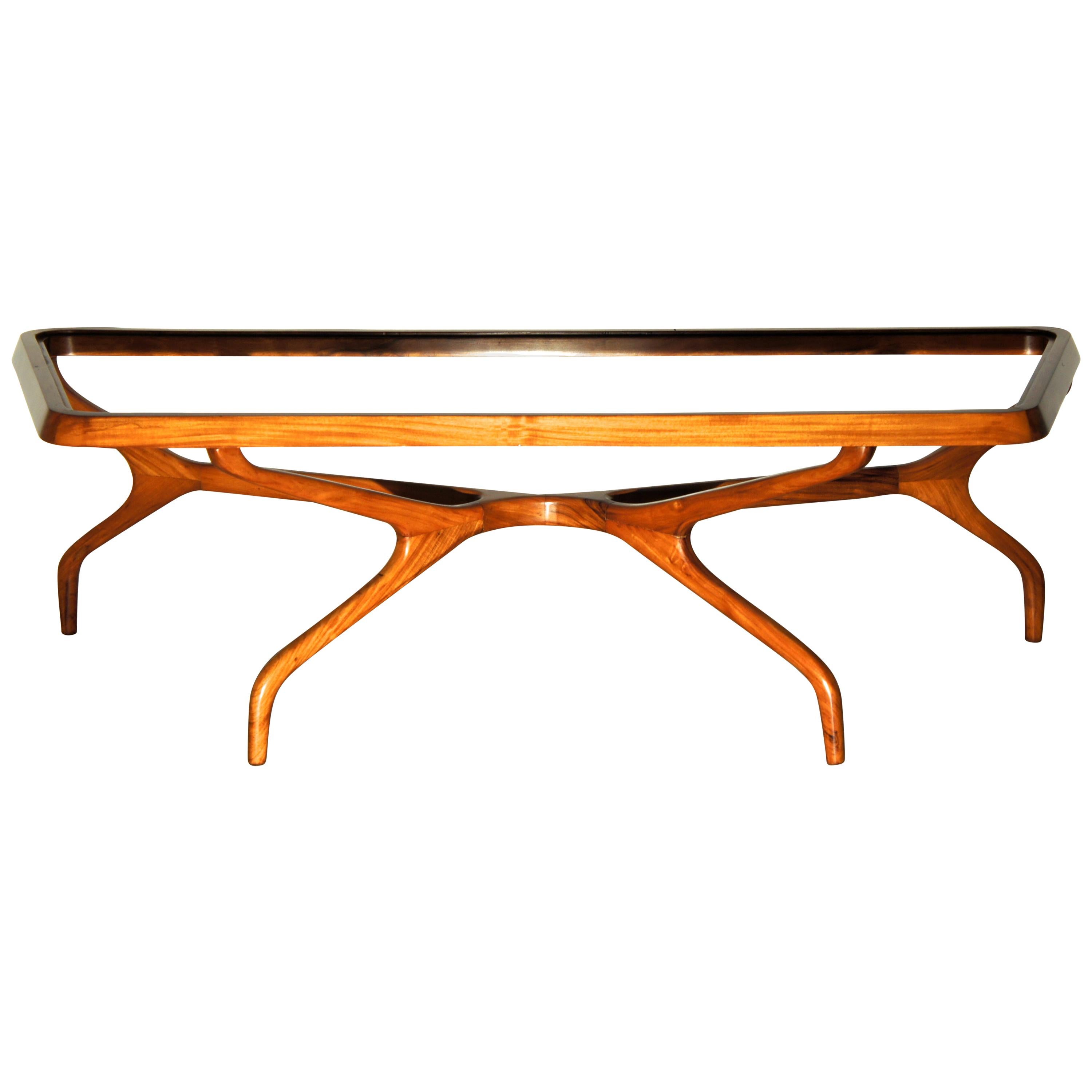 Giuseppe Scapinelli. Mid-Century Modern "Spider" Coffee Table in Wood For Sale