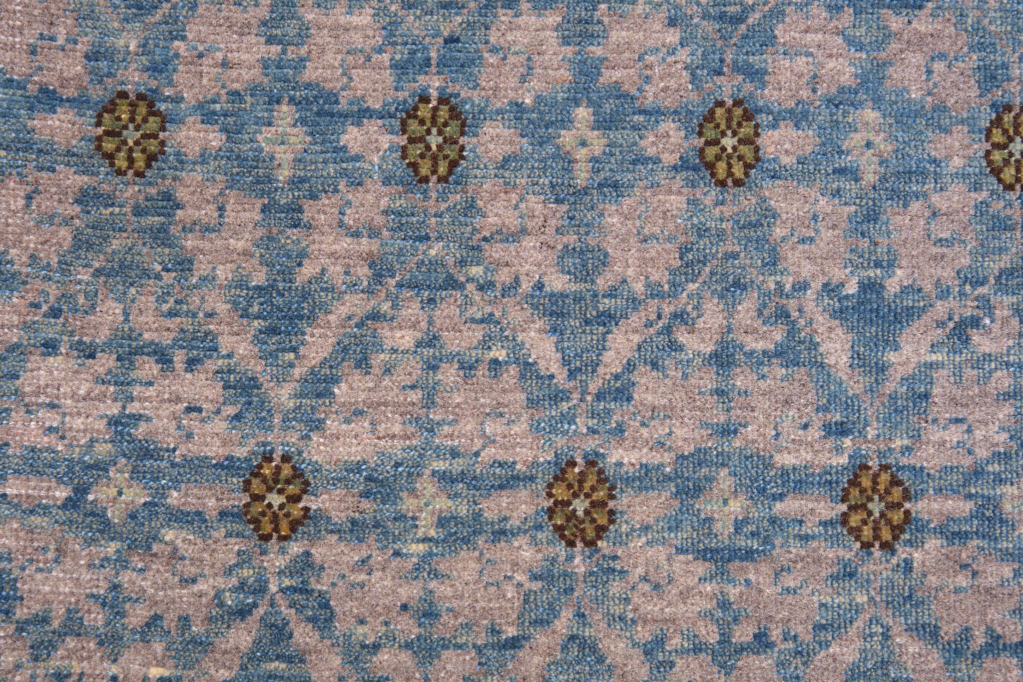 Ararat Kollektion – Mamluk Wagireh Teppich mit Blumengitter, Naturfarben (Revival) im Angebot