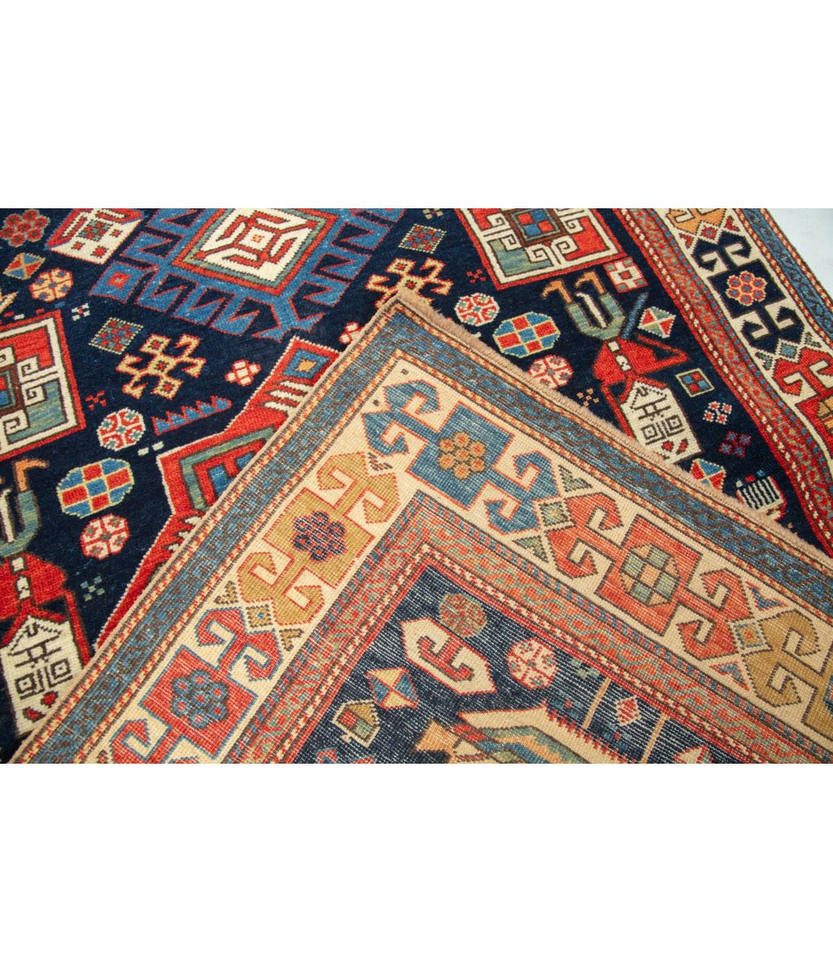 Vegetable Dyed Ararat Rugs Akstafa Kazak Rug - 19th C. Caucasian Revival Carpet Natural Dyed For Sale