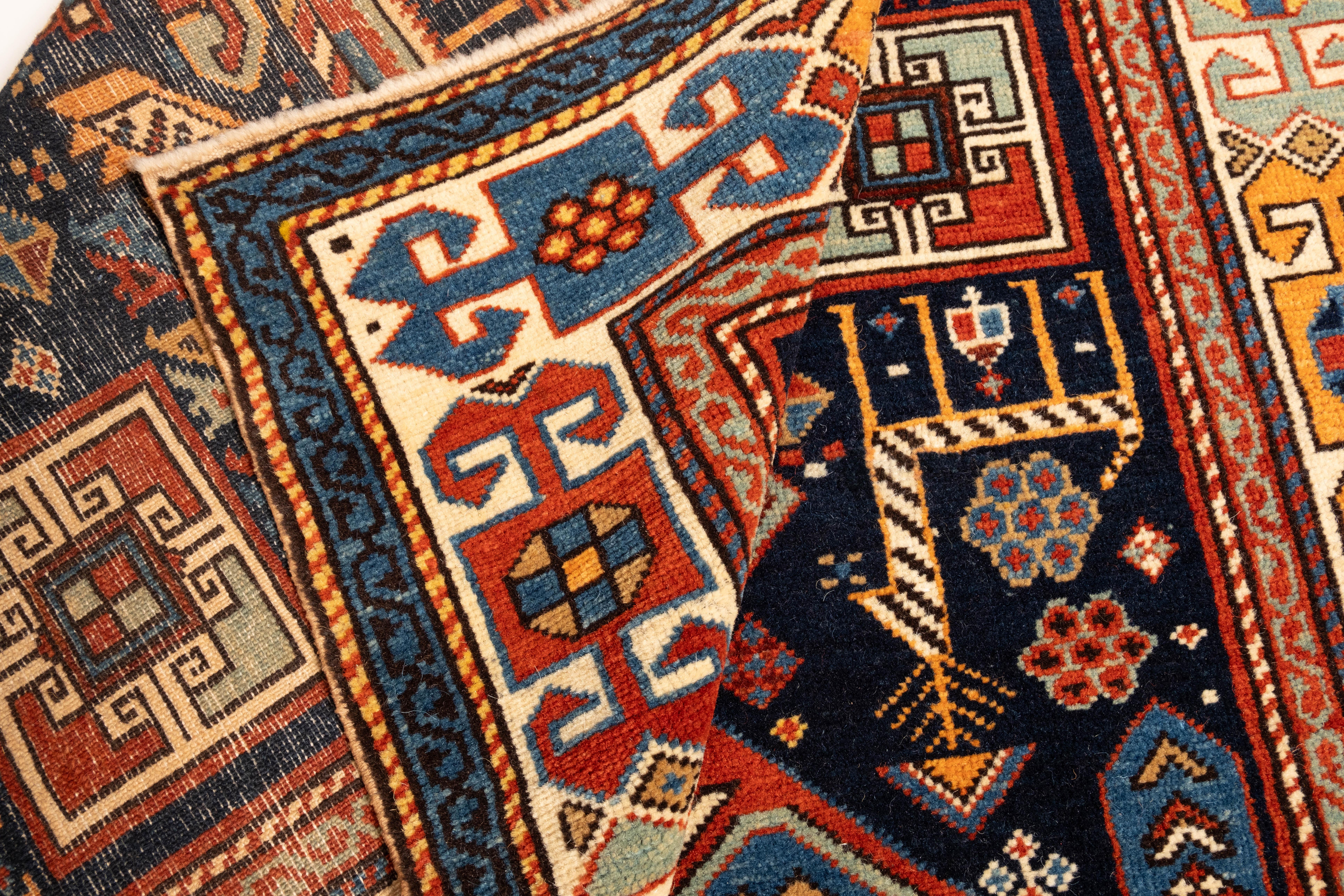 Contemporary Ararat Rugs Akstafa Kazak Rug, 19th C. Caucasian Revival Carpet Natural Dyed For Sale