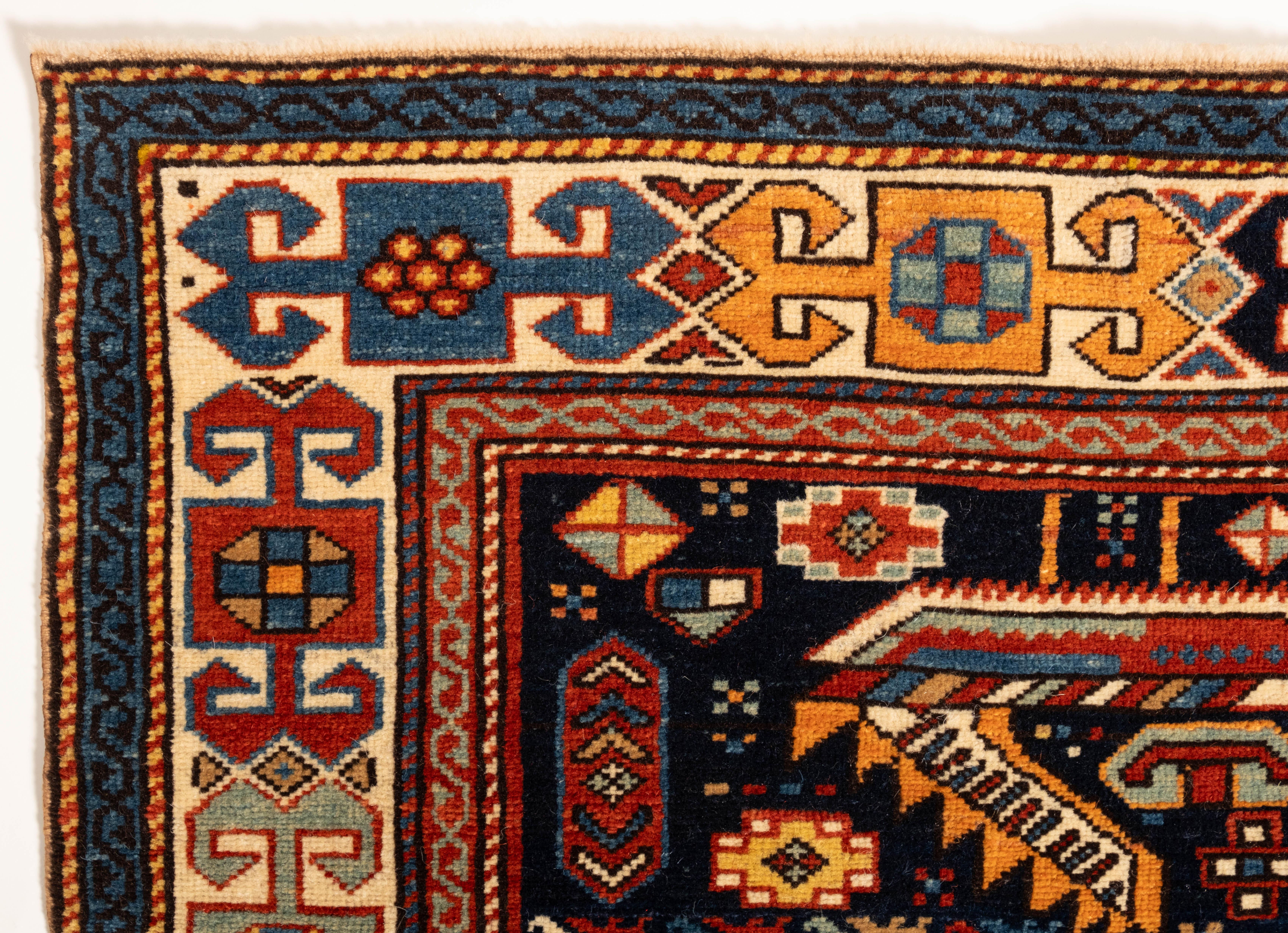 Ararat Rugs Akstafa Kazak Rug, 19th C. Caucasian Revival Carpet Natural Dyed For Sale 1