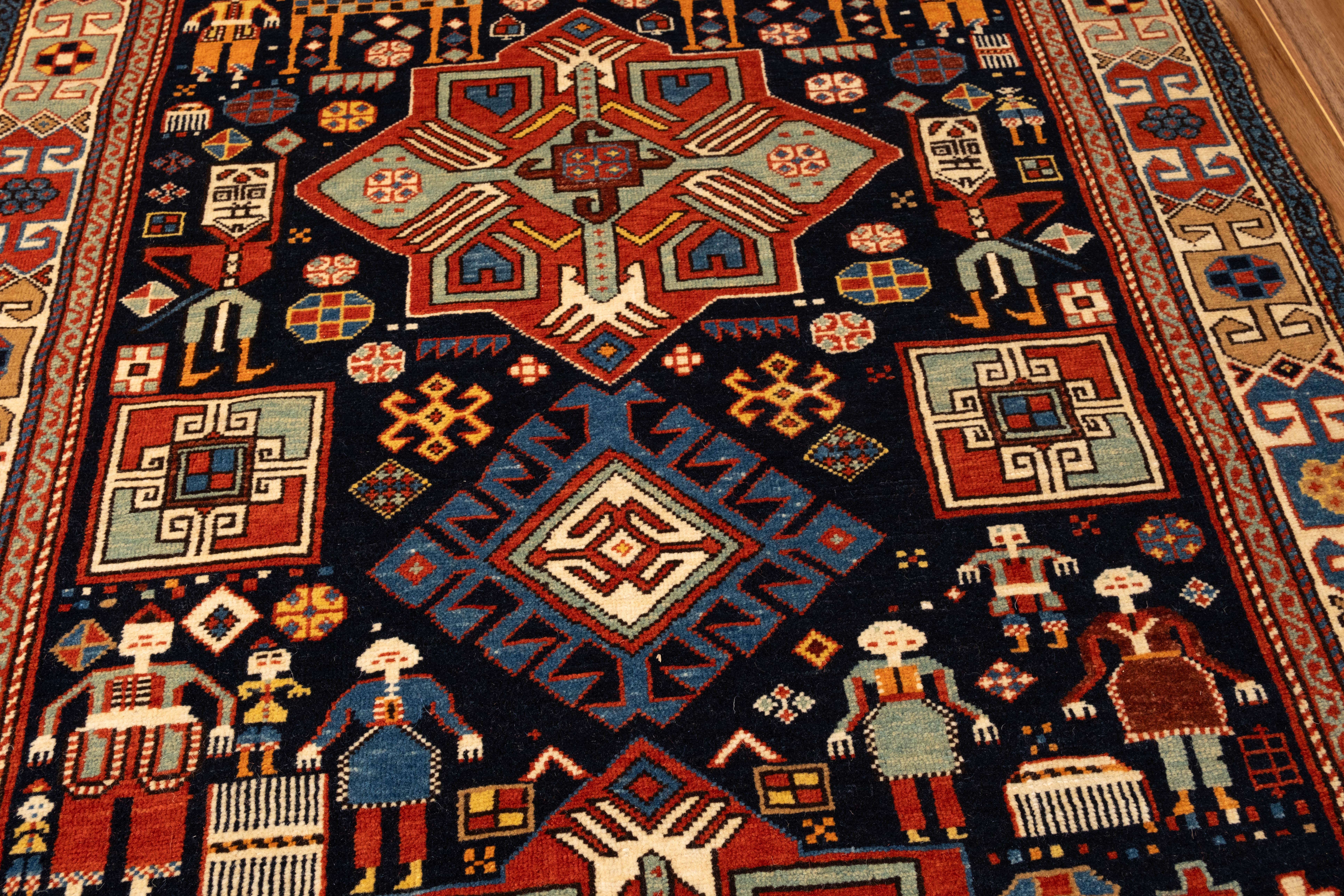 Ararat Rugs Akstafa Kazak Rug, 19th C. Caucasian Revival Carpet Natural Dyed For Sale 2
