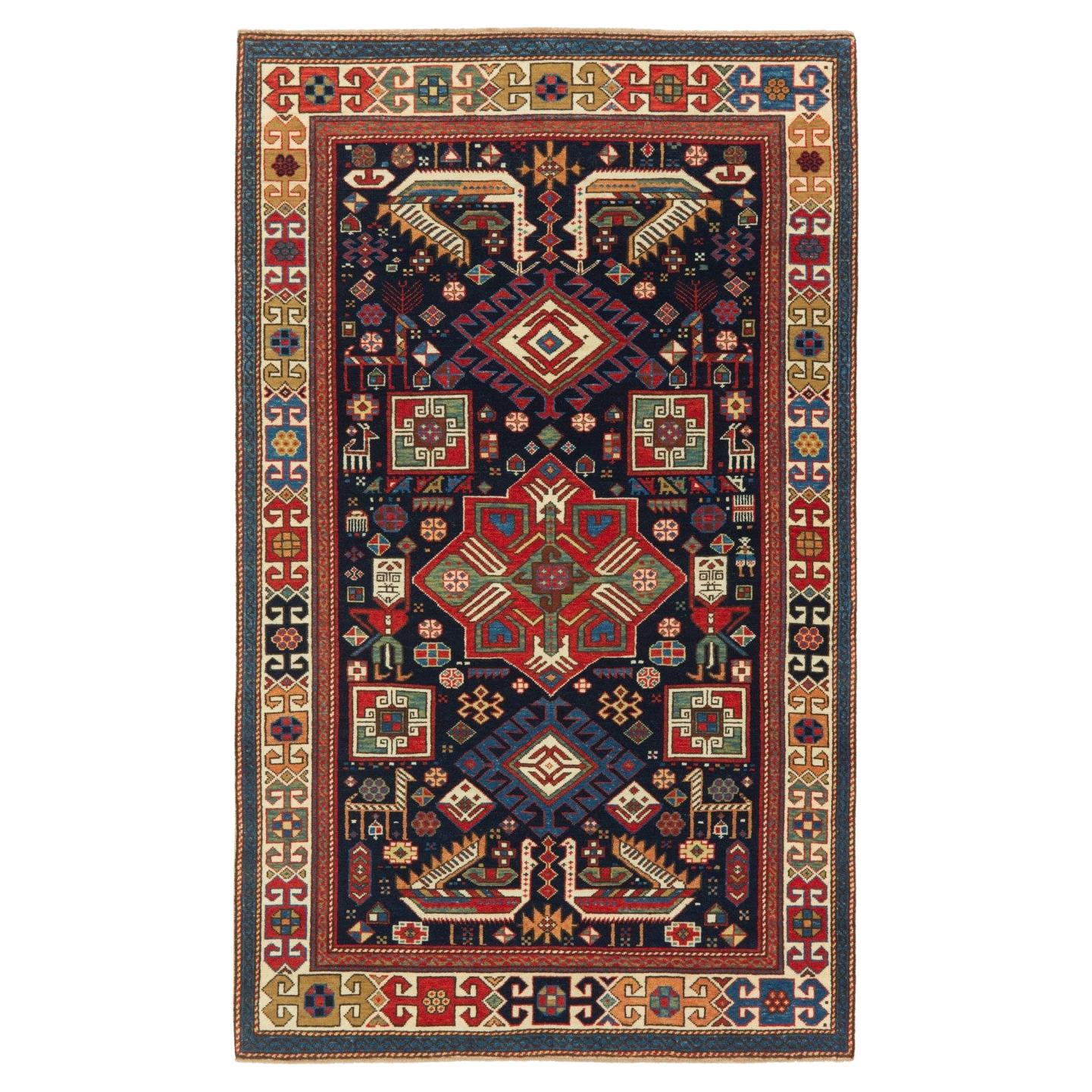 Ararat Rugs Akstafa Kazak - Tappeto revival caucasico del XIX secolo tinto in modo naturale