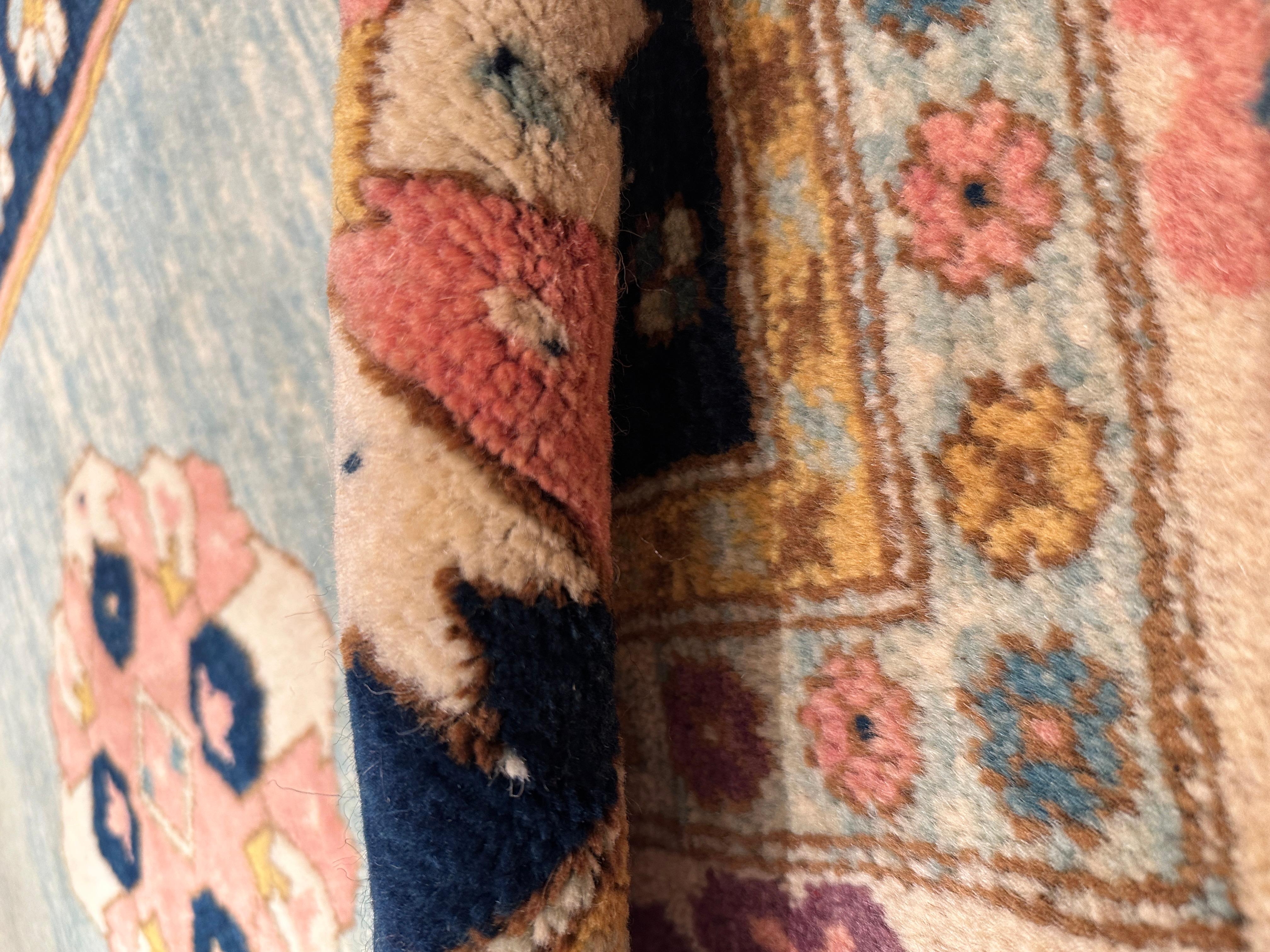 The source of the rug comes from the book Orient Star – A Carpet Collection, E. Heinrich Kirchheim, Hali Publications Ltd, 1993 nr.166. This is similar to Transylvanian carpets designed by 18th century rugs from West Turkey. This rug has blue corner