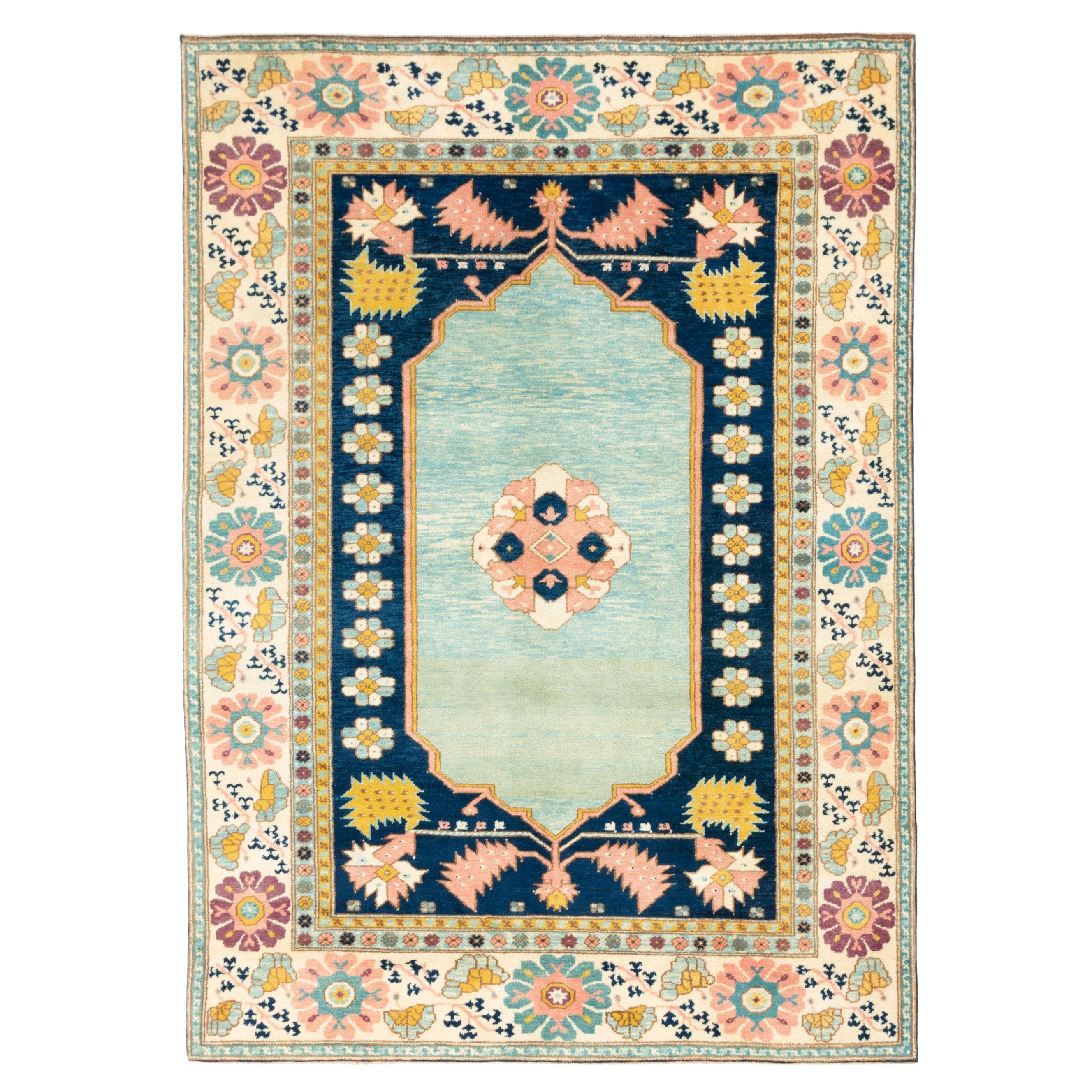 Ararat Rugs Anatolian Medallion Rug, 18th Century Revival Carpet, Natural Dyed For Sale