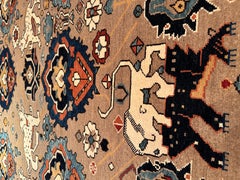 Ararat Rugs Tappeto con animali in un disegno Safavid Tappeto Persiano Revival, tinto naturale