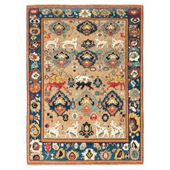 Ararat Rugs Animal Carpet in a Safavid Design Rug Persian Revival, Natural Dyed
