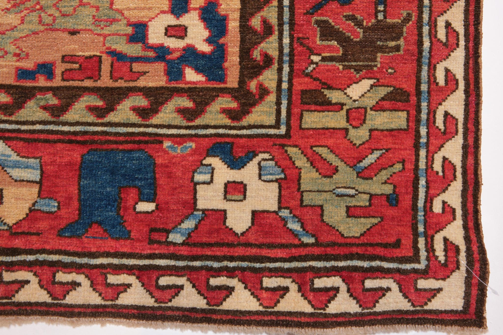 Turkish Ararat Rugs Azerbaijan Harshang Desing Carpet Caucasian Revival Rug Natural Dyed For Sale