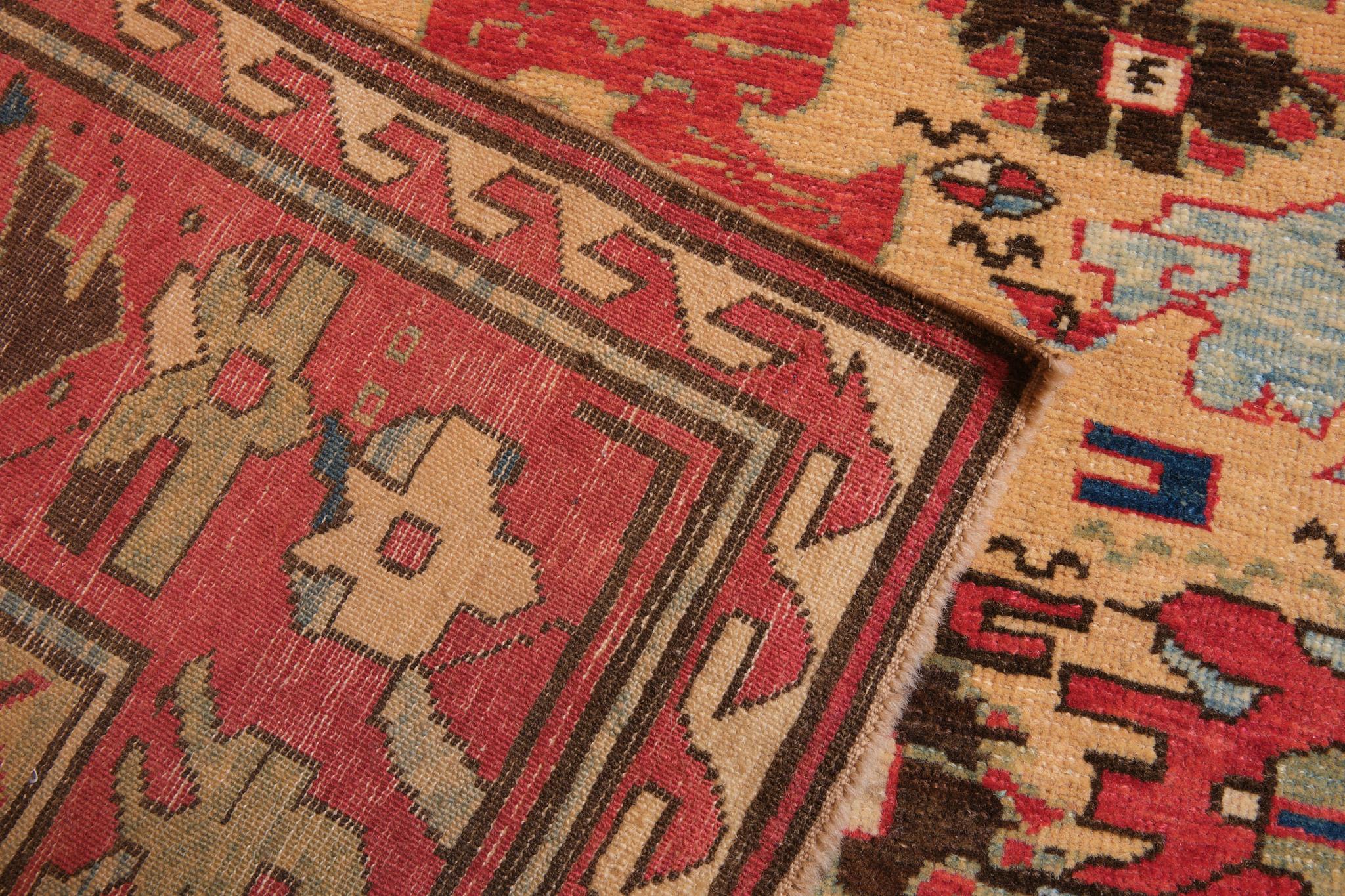Vegetable Dyed Ararat Rugs Azerbaijan Harshang Desing Carpet Caucasian Revival Rug Natural Dyed For Sale