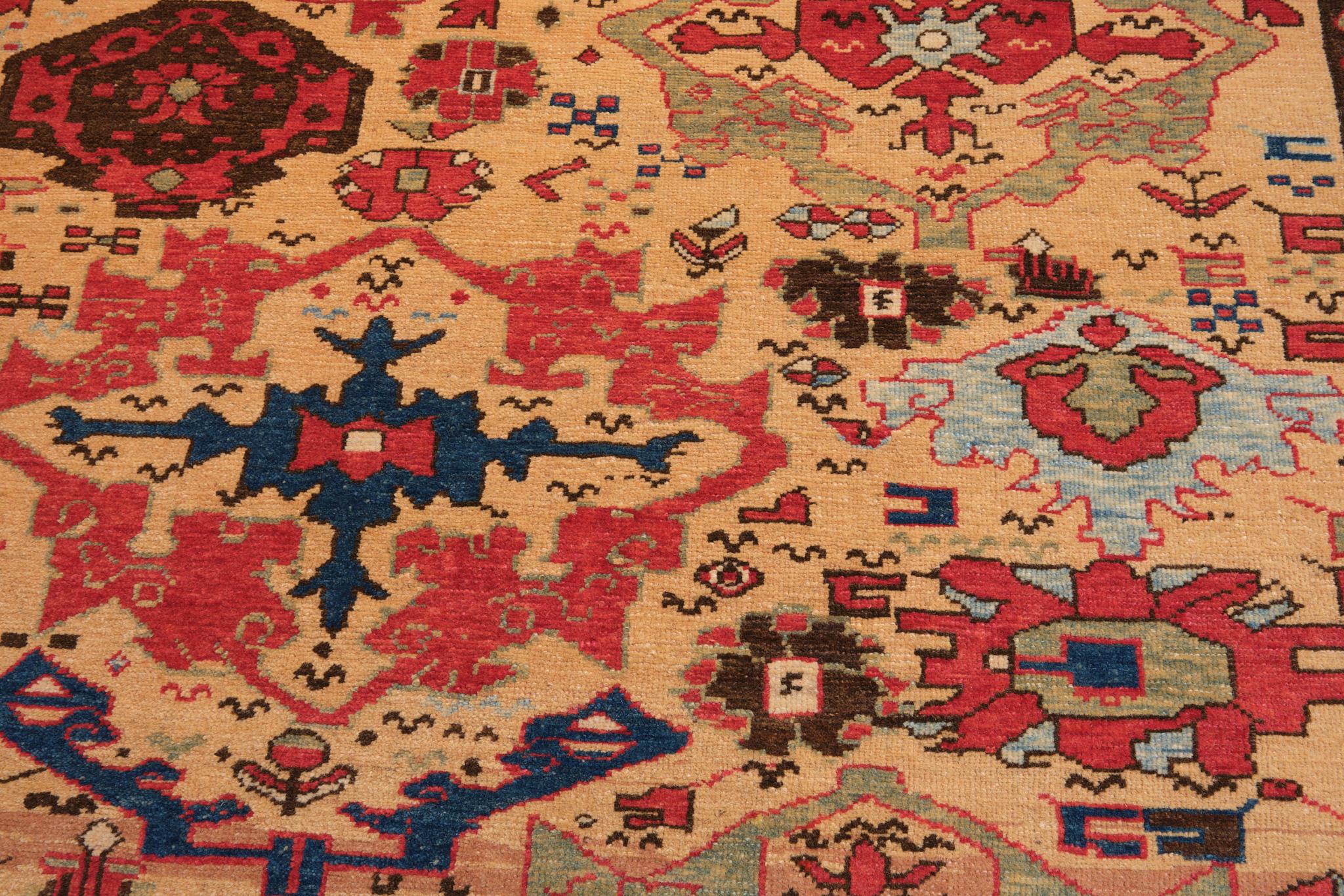 Contemporary Ararat Rugs Azerbaijan Harshang Desing Carpet Caucasian Revival Rug Natural Dyed For Sale