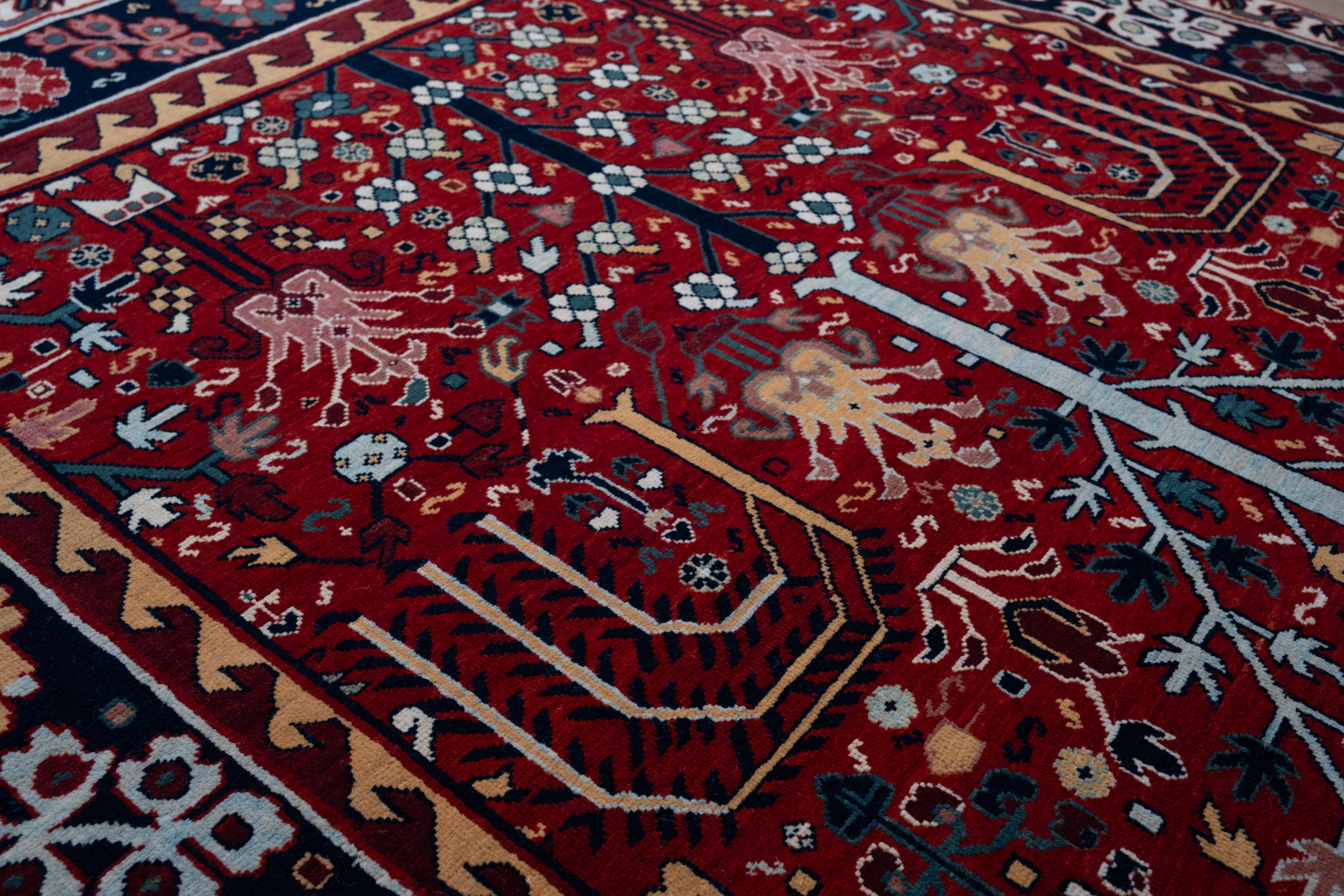 The source of the rug comes from the book Antique Rugs of Kurdistan A Historical Legacy of Woven Art, James D. Burns, 2002 nr.45. This is a popular design employed by the Kurds, called bid majnum (or Bid Majnun, weeping willow) 17th-century rug from