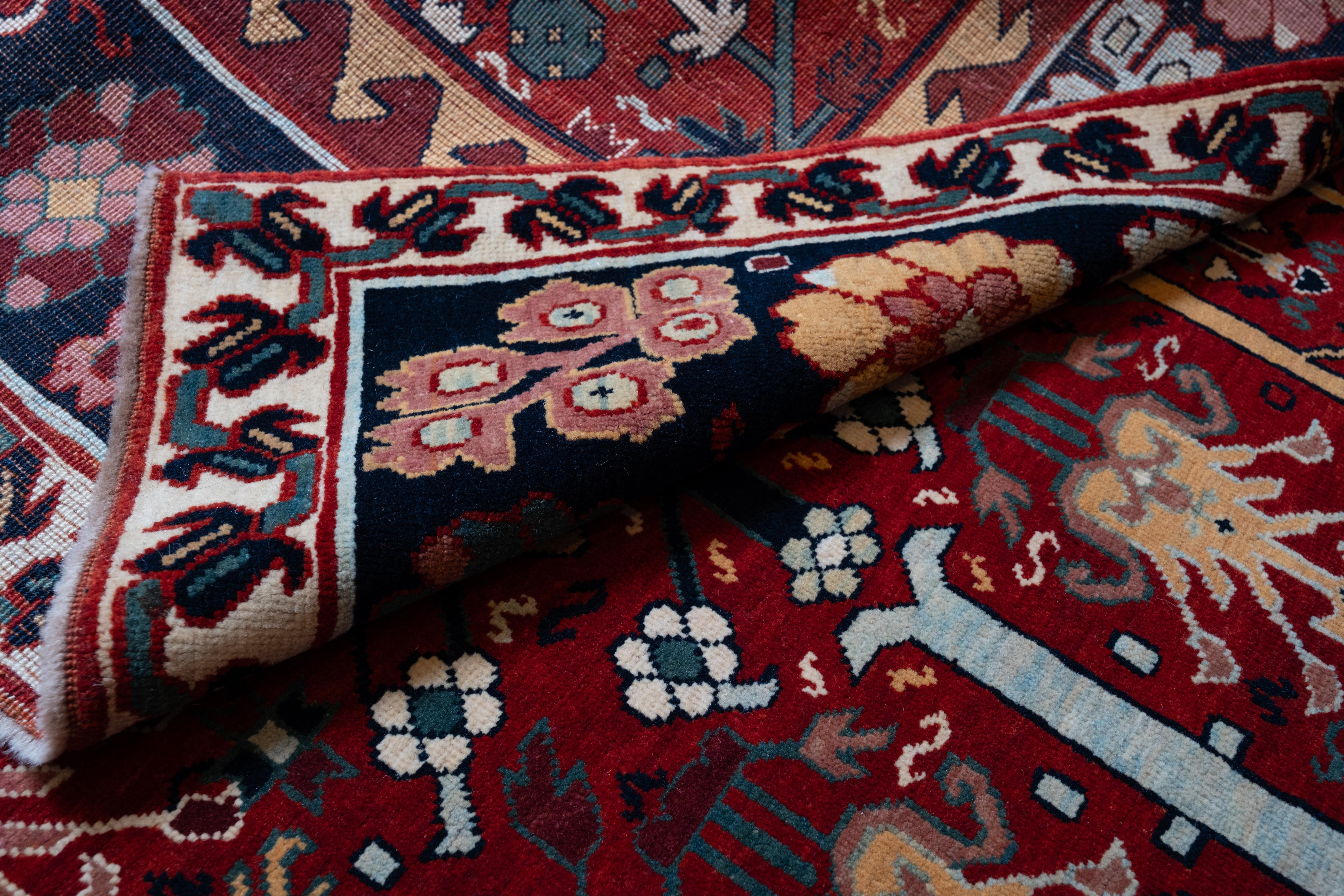 Ararat Rugs Bid Majnum on Red Field Rug, 17th C Revival Carpet, Natural Dyed In New Condition For Sale In Tokyo, JP