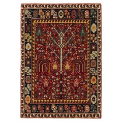 Ararat Rugs Bid Majnum on Red Field Rug, 17th C Revive Carpet, Natural Dyed (tapis teint naturel)