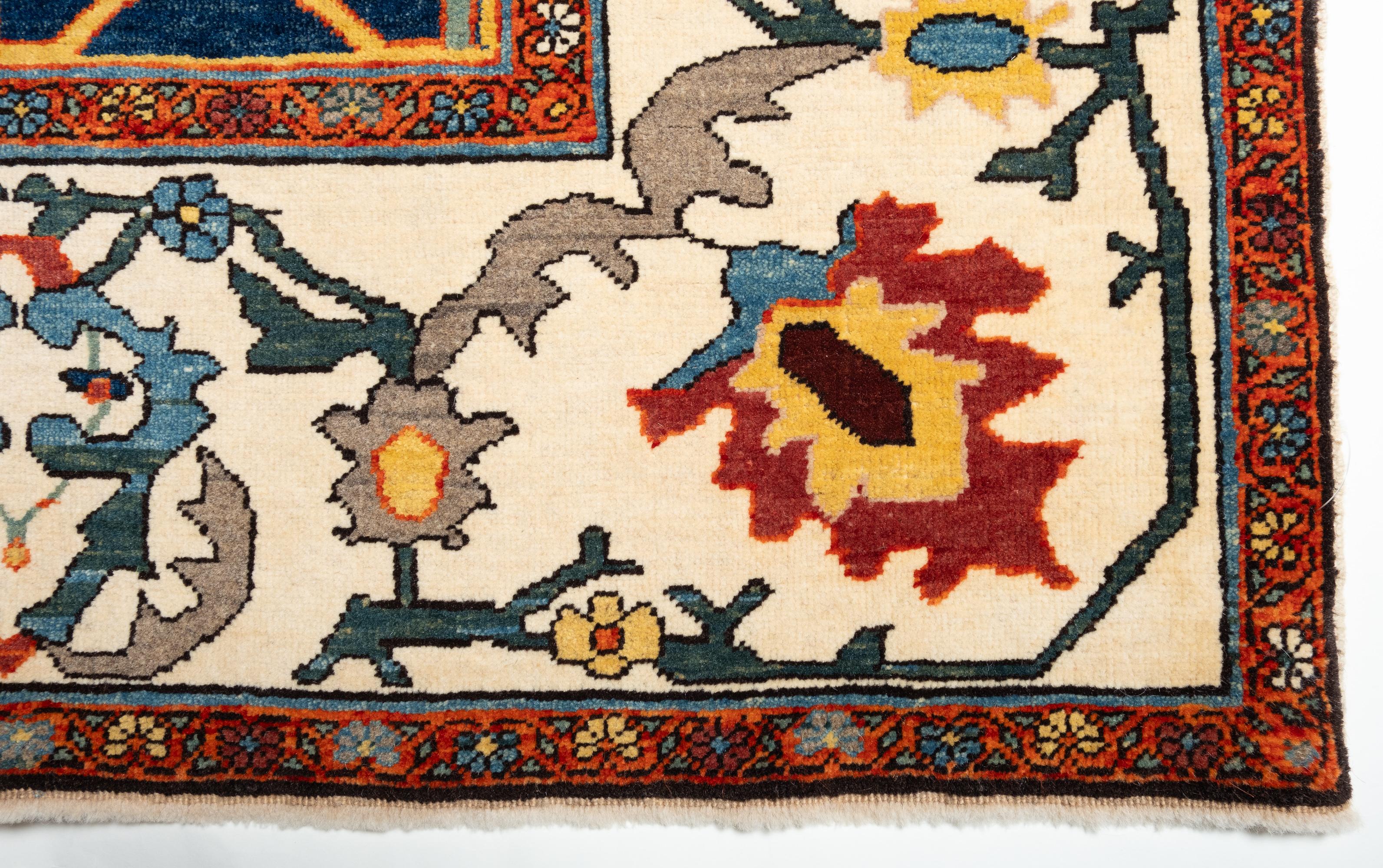 Turkish Ararat Rugs Bidjar Rug - 19th Century Design Persian Revival Carpet Natural Dyed For Sale