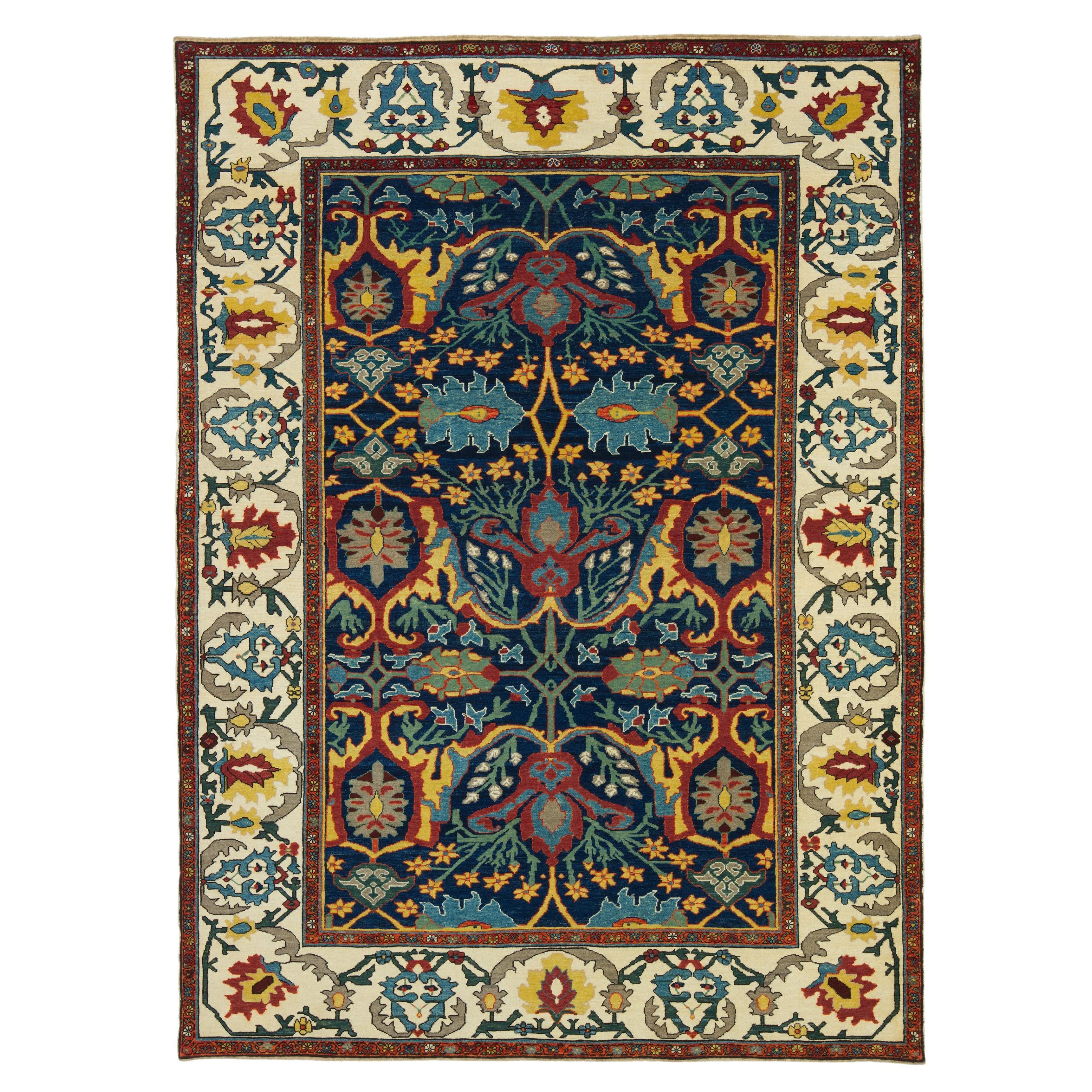 Ararat Rugs Bidjar Rug - 19th Century Design Persian Revival Carpet Natural Dyed For Sale