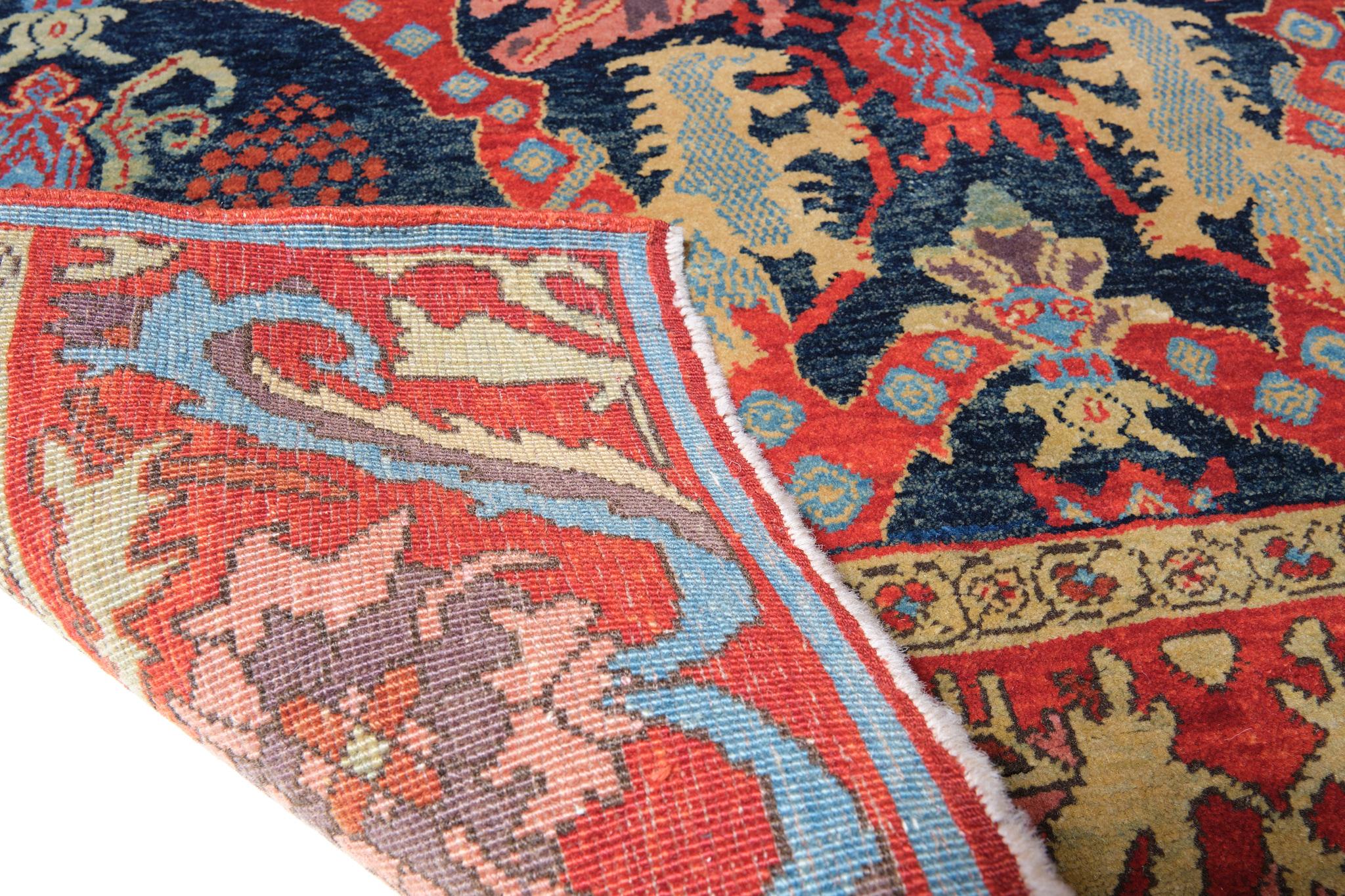Ararat-Teppich Bidjar-Teppich mit Löwenmuster Persisches Revival, natürlich gefärbt (Türkisch) im Angebot
