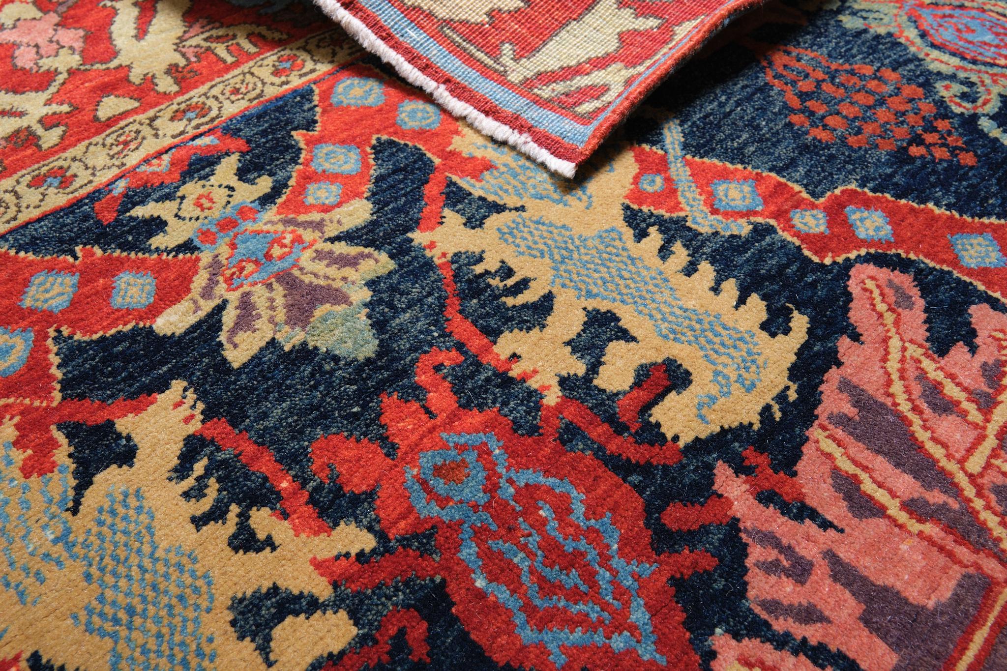 Ararat-Teppich Bidjar-Teppich mit Löwenmuster Persisches Revival, natürlich gefärbt (Pflanzlich gefärbt) im Angebot