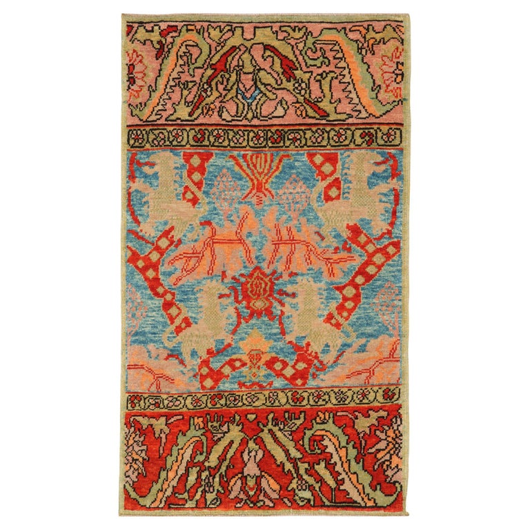 Ararat Rugs Bidjar Rug with Lion Design Persian Revival Carpet Natural