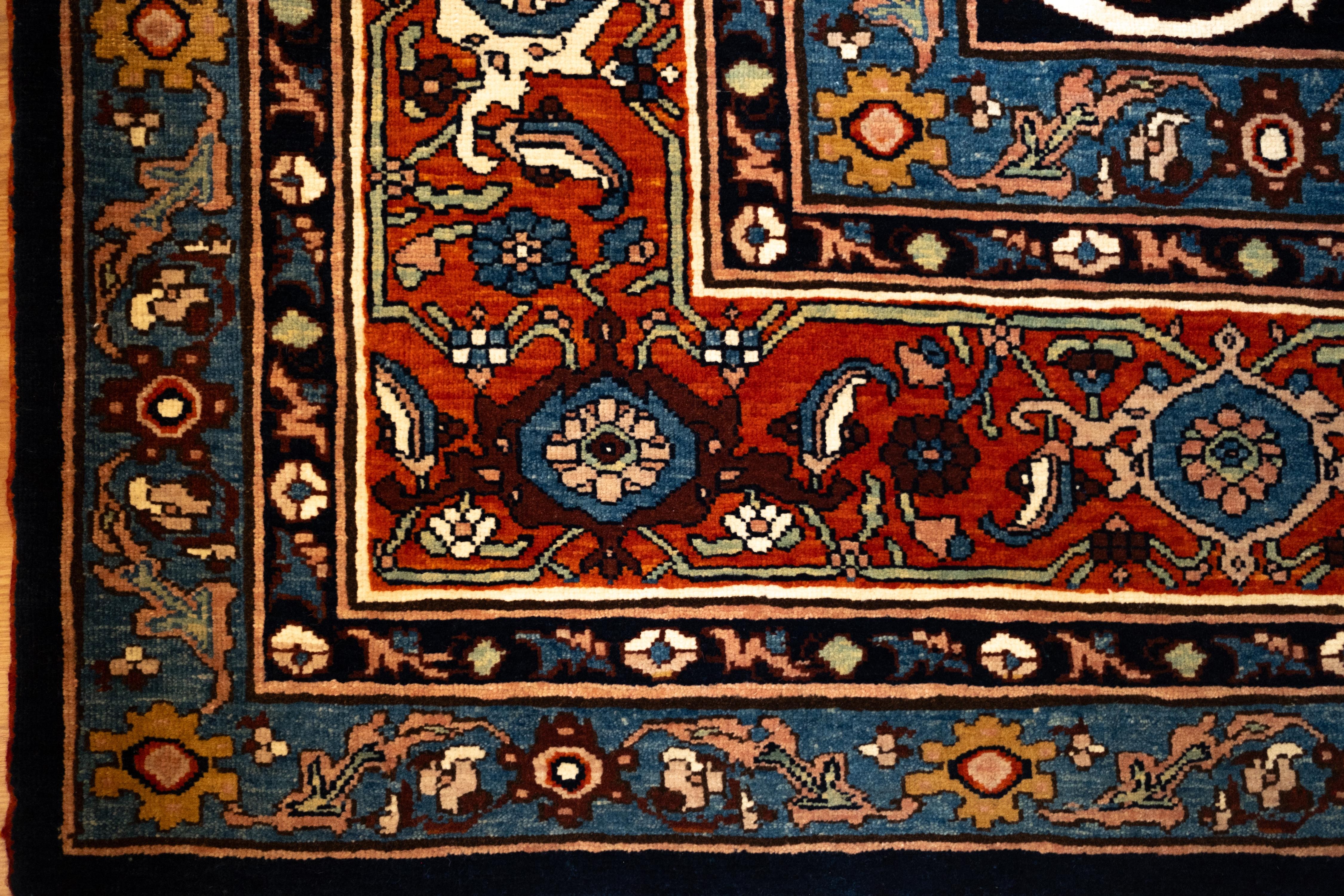 Contemporary Ararat Rugs Bidjar Sweeping Arabesques Rug Persian Revival Carpet Natural Dyed For Sale