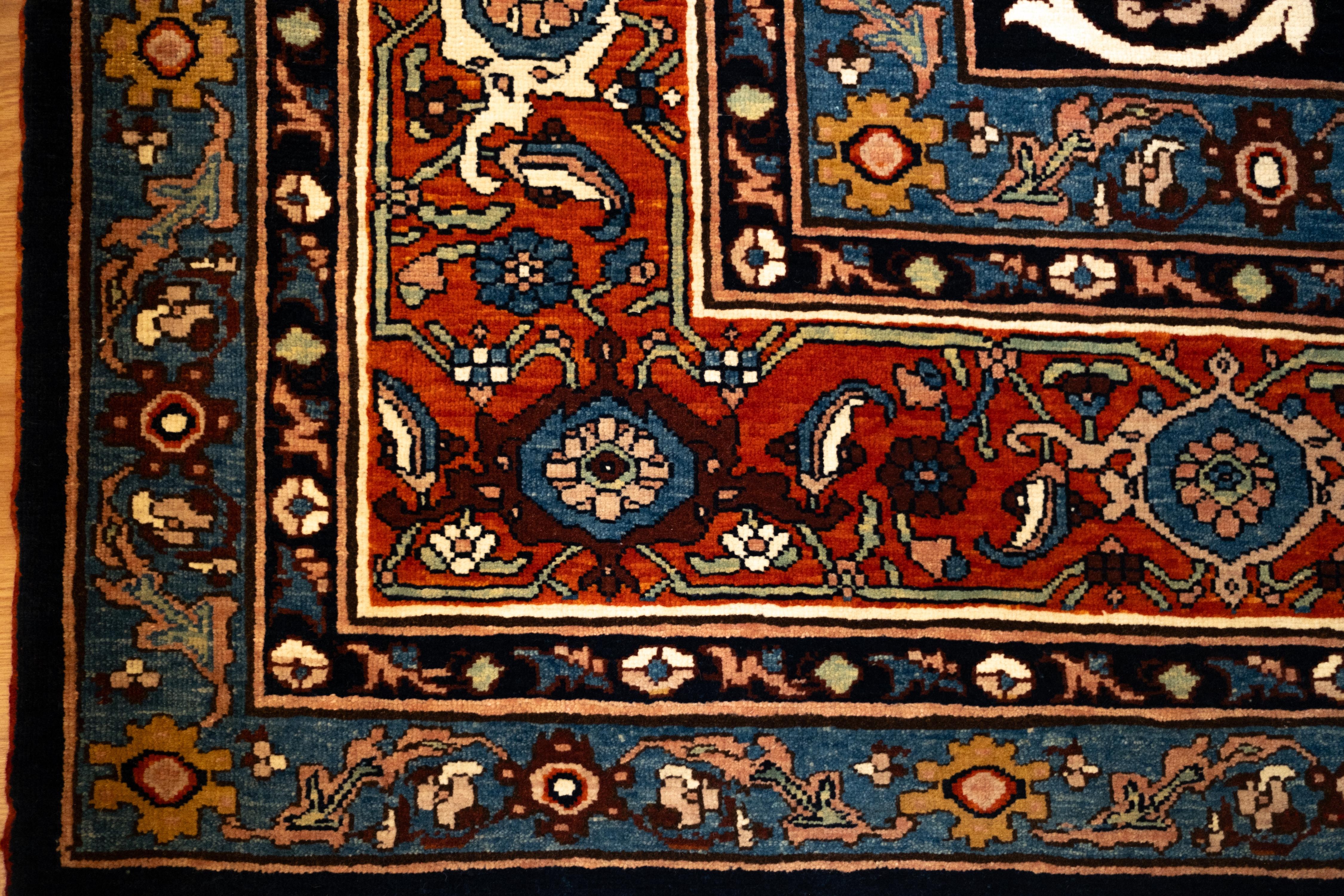 Wool Ararat Rugs Bidjar Sweeping Arabesques Rug Persian Revival Carpet Natural Dyed For Sale