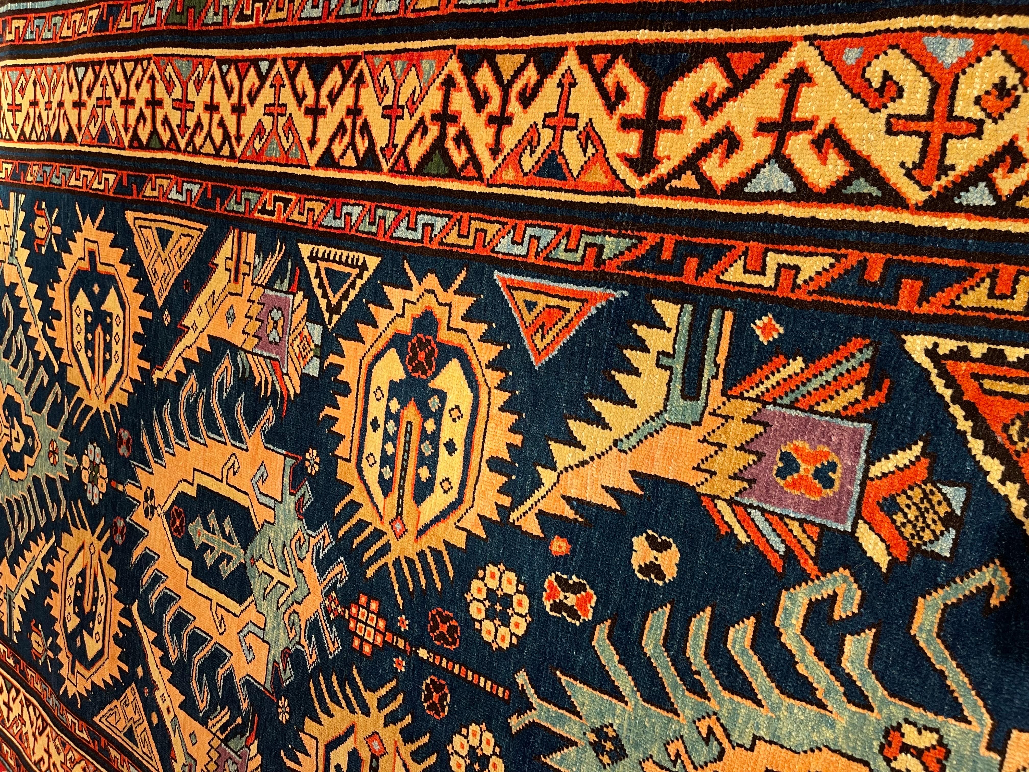 Ararat Rugs Bidjov Kazak Rug Caucasian Antique Revival Carpet Natural Dye (Pflanzlich gefärbt) im Angebot