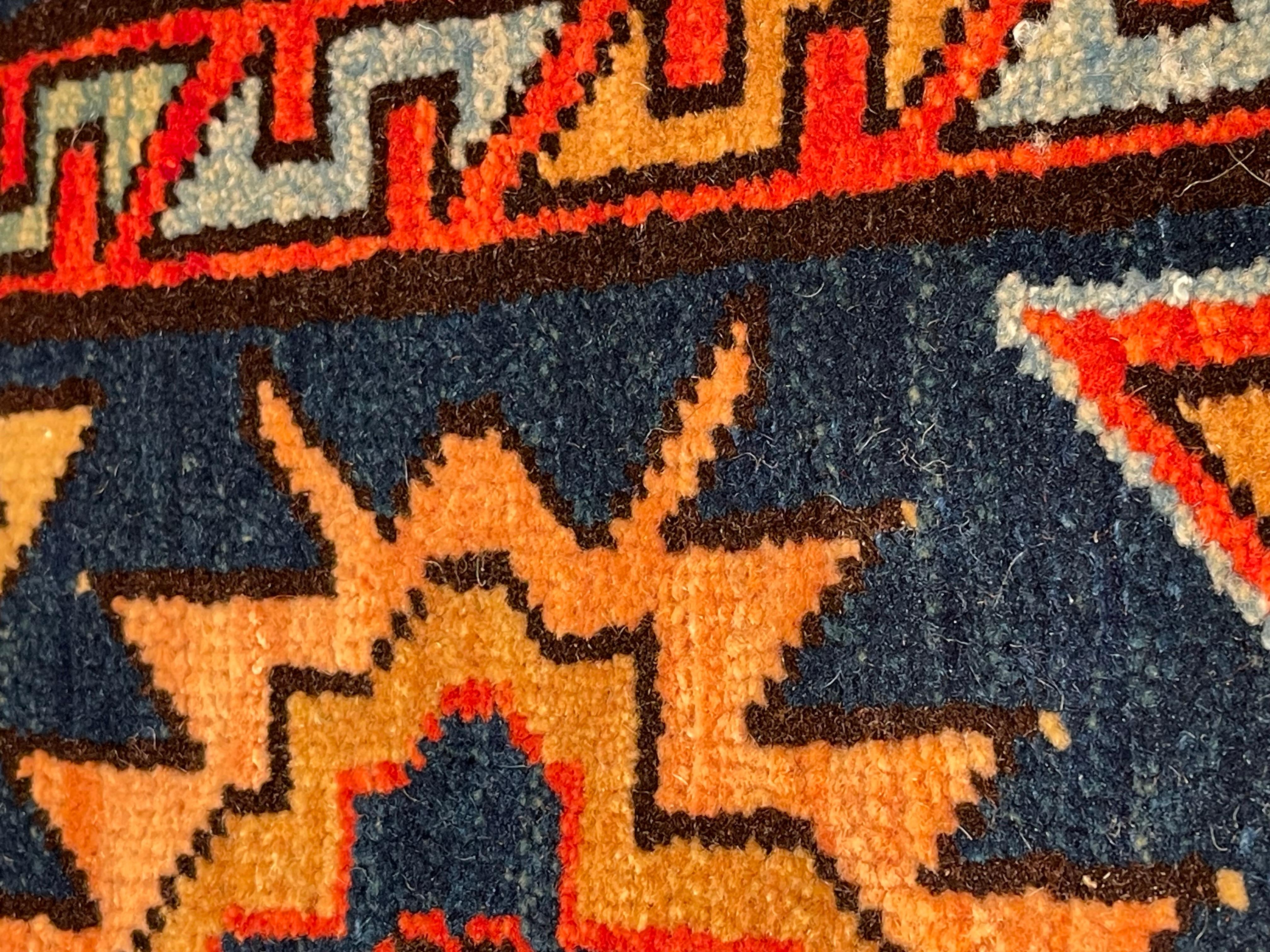Turkish Ararat Rugs Bidjov Kazak Rug Caucasian Antique Revival Carpet Natural Dye For Sale