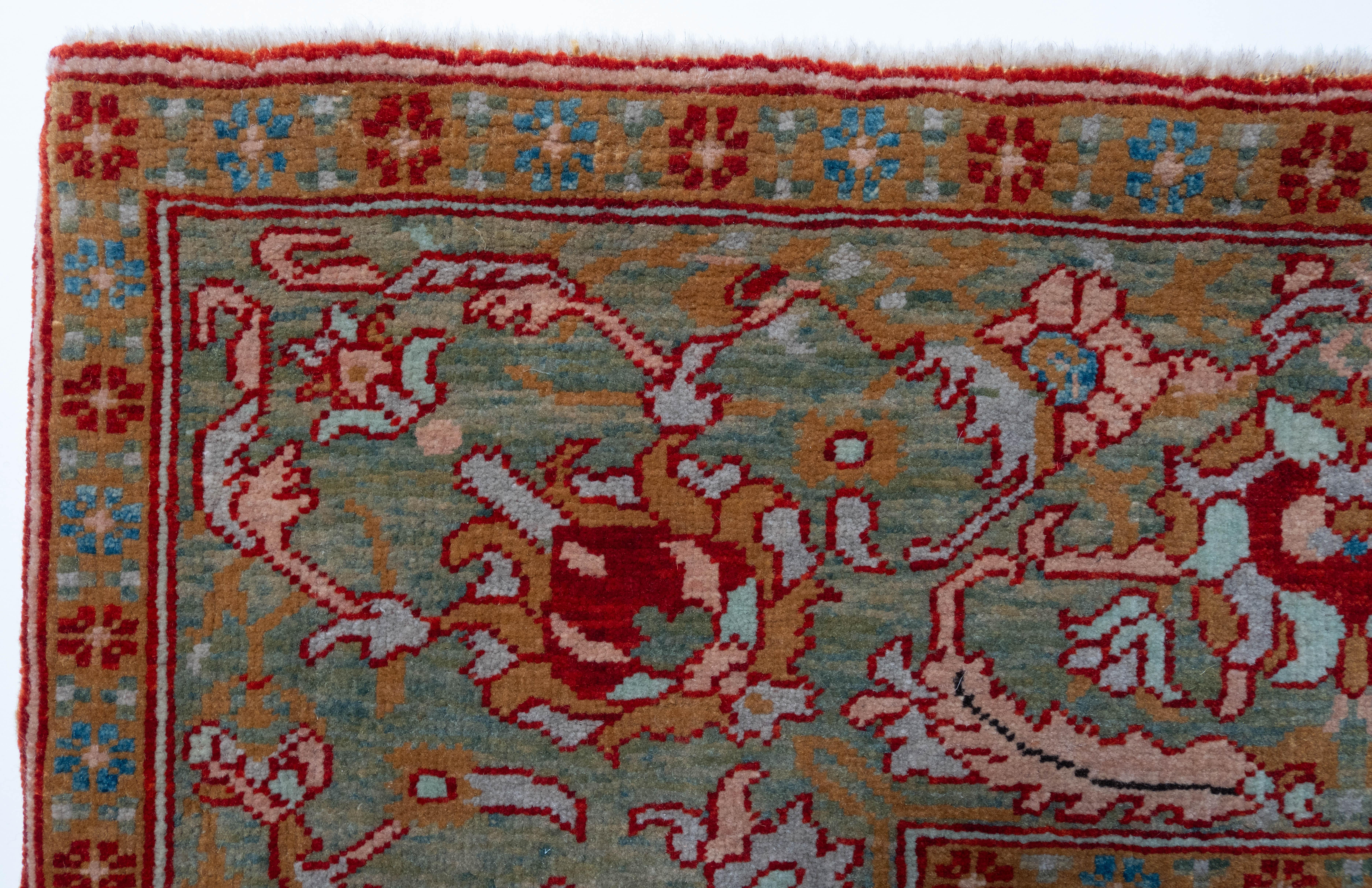 Turkish Court Manufactury Rugs were woven in the Egyptian workshops founded by Ottoman Empire in the 16th century. Those carpets were woven in Egypt, following the paper cartoons probably created in Istanbul and sent to Cairo at that time. The