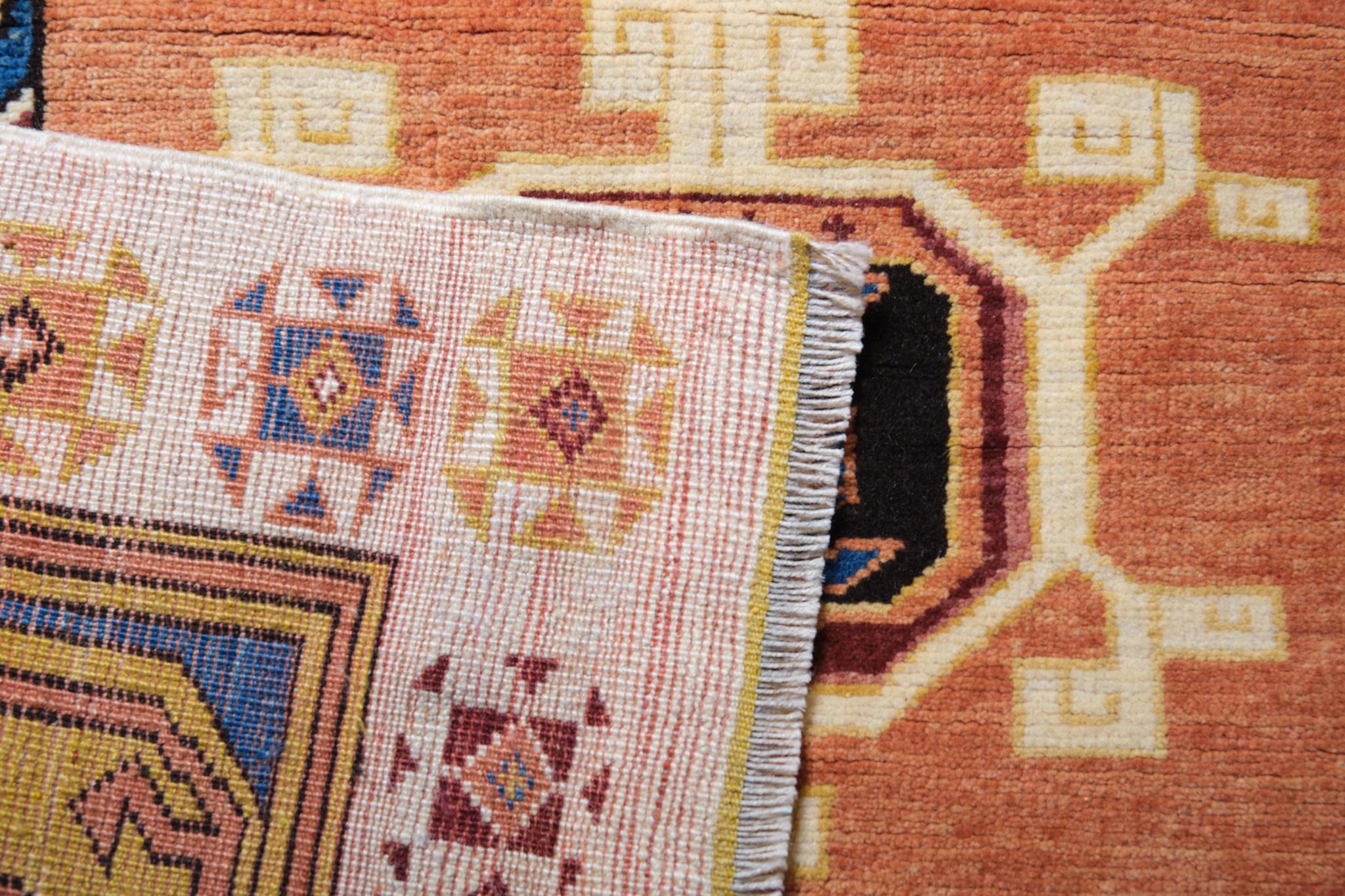 Oushak Ararat Rugs Carpet with Two Medallions 17th C Anatolian Revival Rug Natural Dyed For Sale