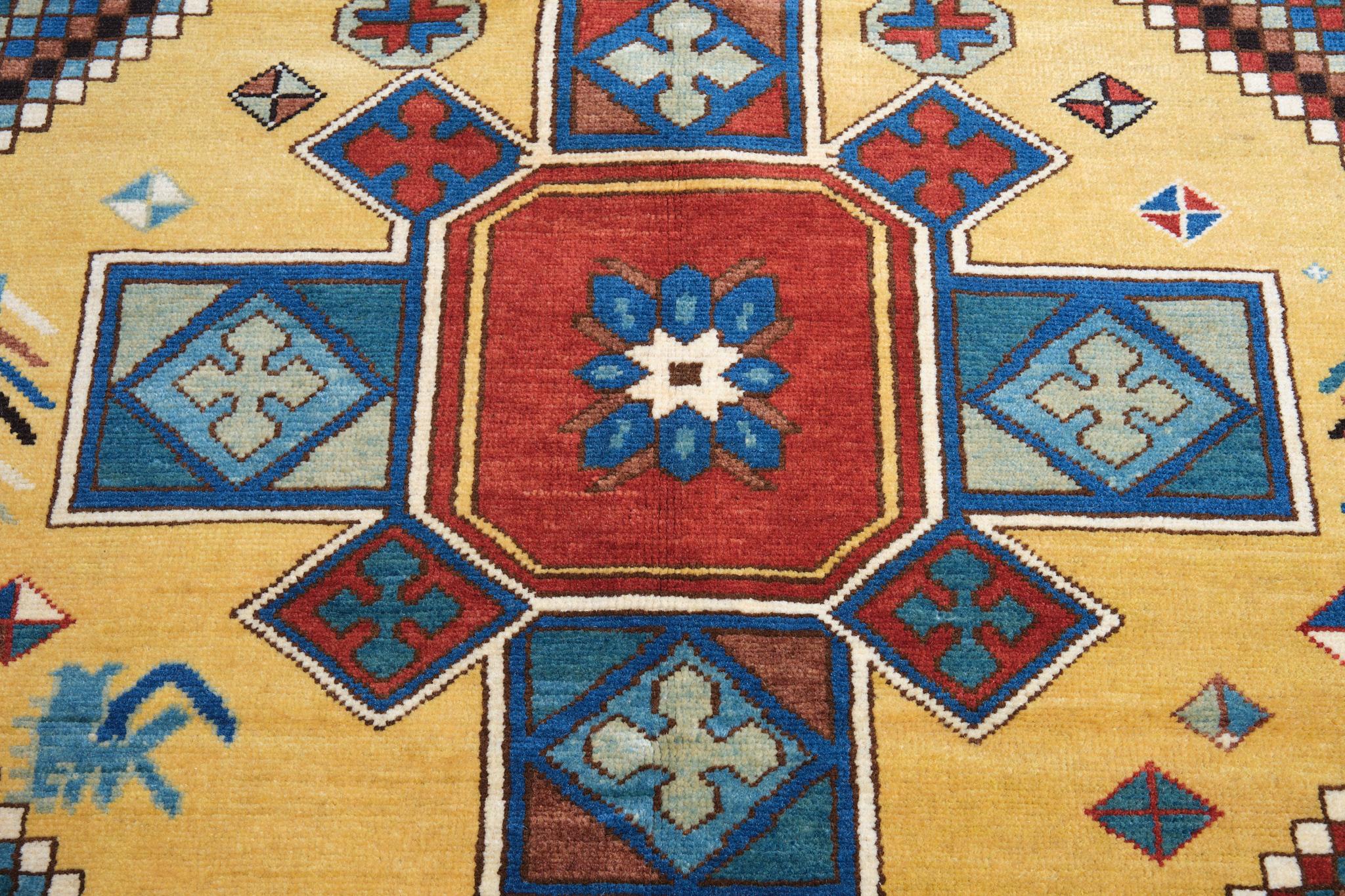 Turkish Ararat Rugs Carpet with Two Medallions Anatolian Revival Rug Natural Dyed For Sale