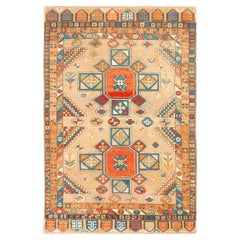 Ararat-Teppich mit zwei Medaillons Anatolianischer Revival-Teppich, natürlich gefärbt