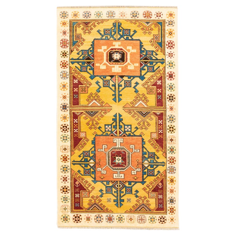 Ararat Rugs Carpet with Two Medallions Anatolian Revival Rug Natural