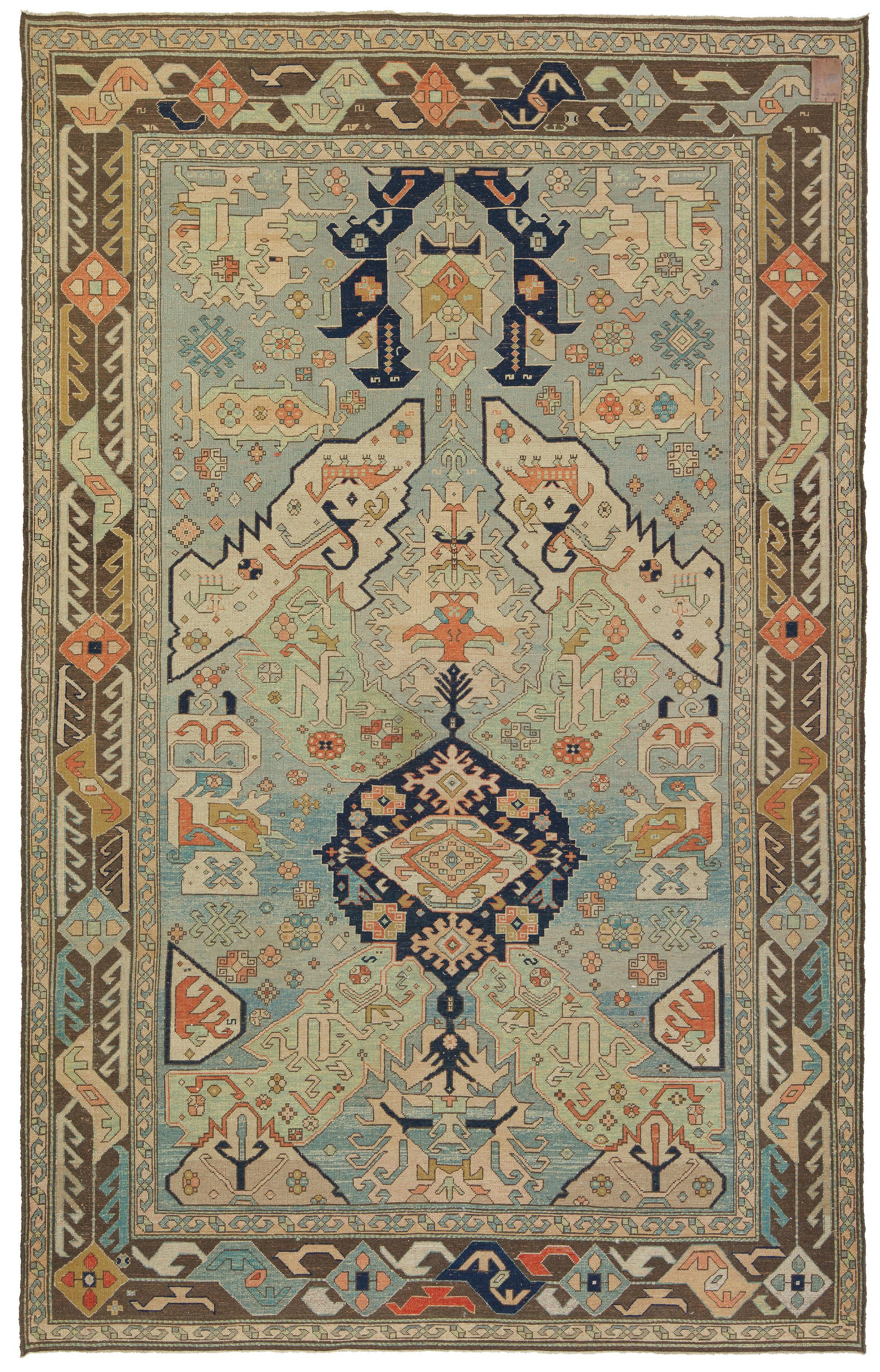 Contemporary Ararat Rugs Dragon Rug, Antique Caucasus Museum Revival Carpet, Natural Dyed For Sale