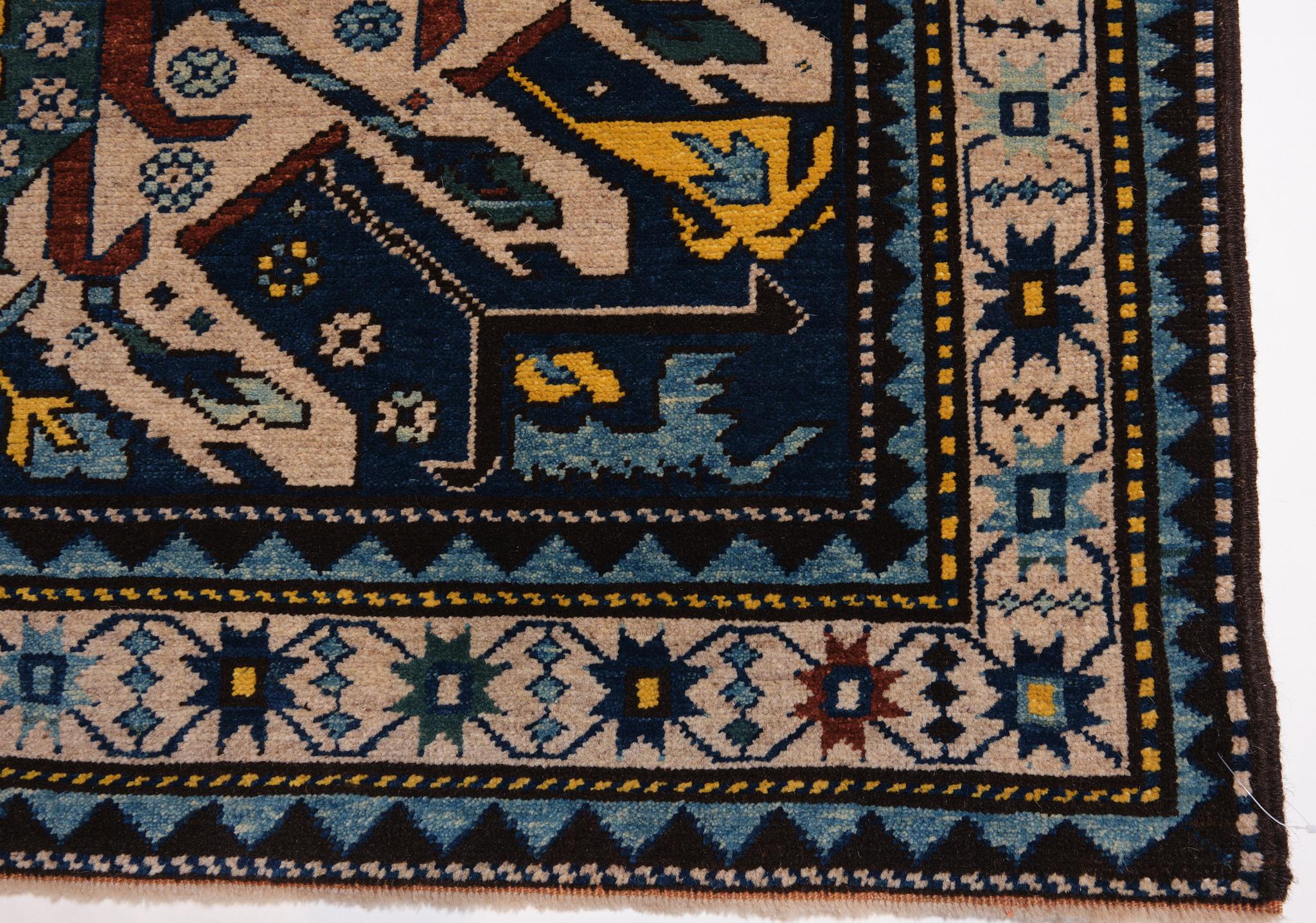 Turkish Ararat Rugs Chelaberd Karabakh Rug Antique Caucasian Revival Carpet Natural Dyed For Sale