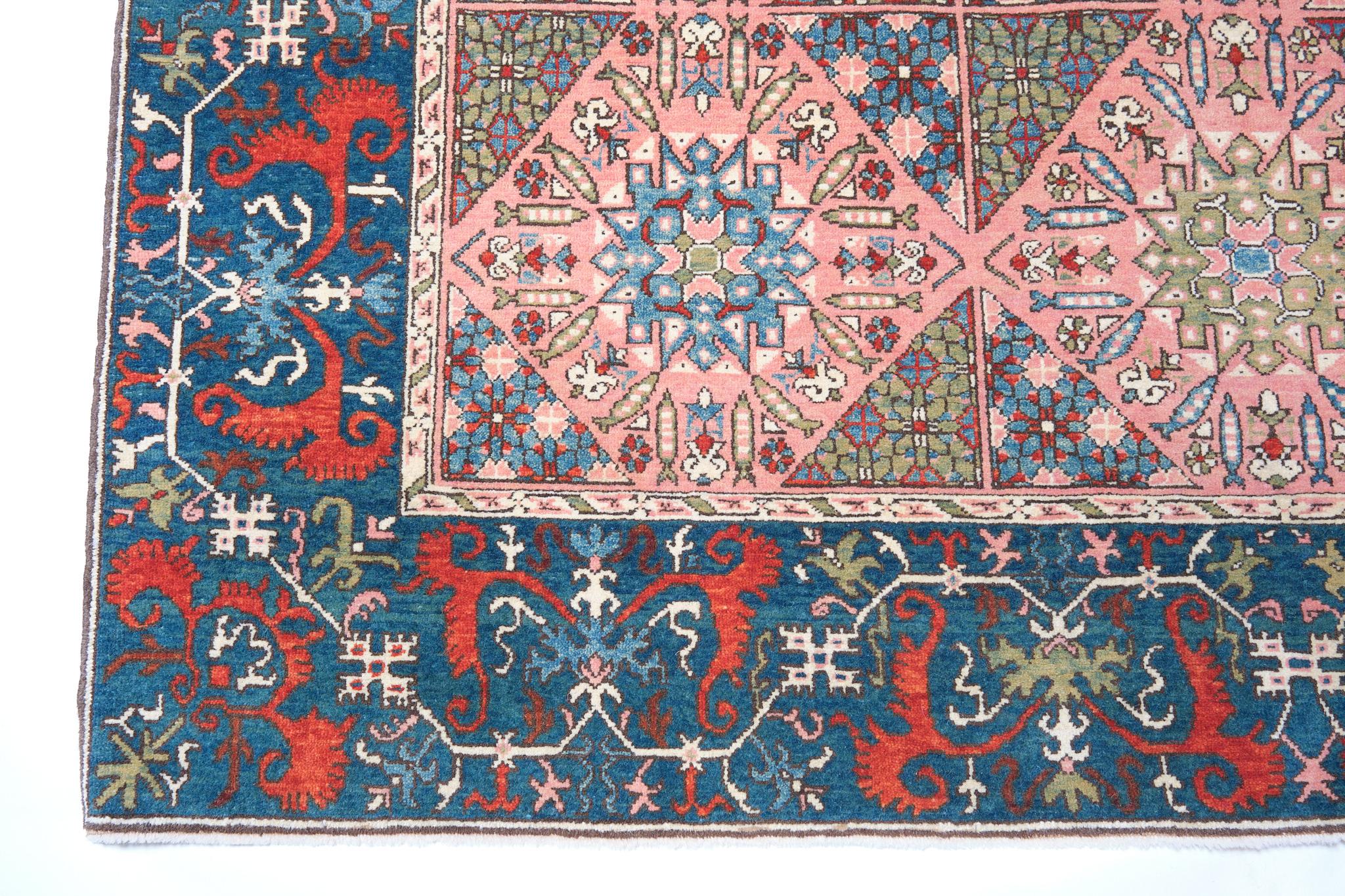 The source of carpet comes from the book Islamic Carpets, Joseph V. McMullan, Near Eastern Art Research Center Inc., New York 1965 nr.28. The field of the so-called “Chessboard” Carpet ( so-called Checkerboard Rug ) is usually applied on a