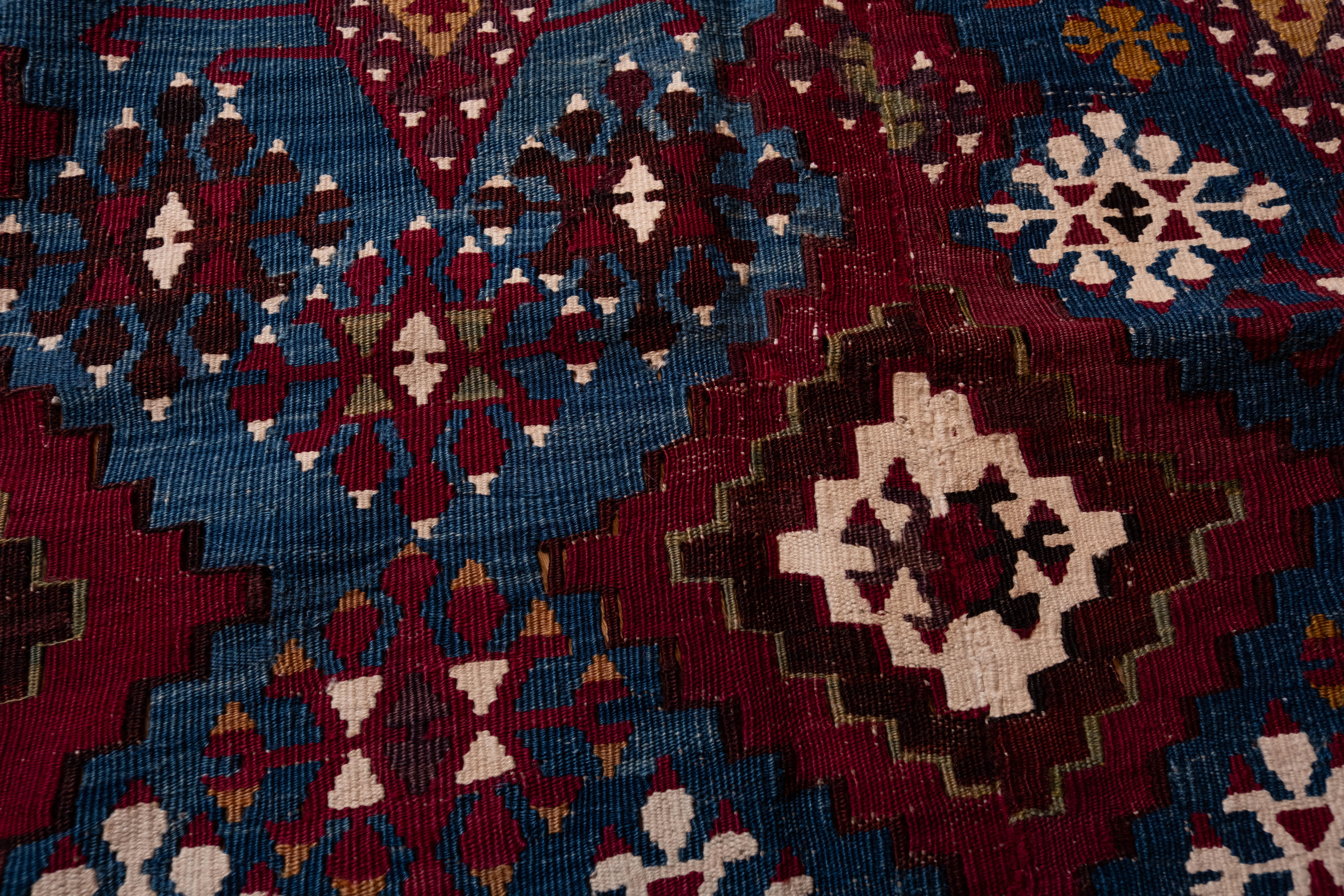 Wool Antique Aleppo Kilim Rug Anatolia Turkish Carpet For Sale
