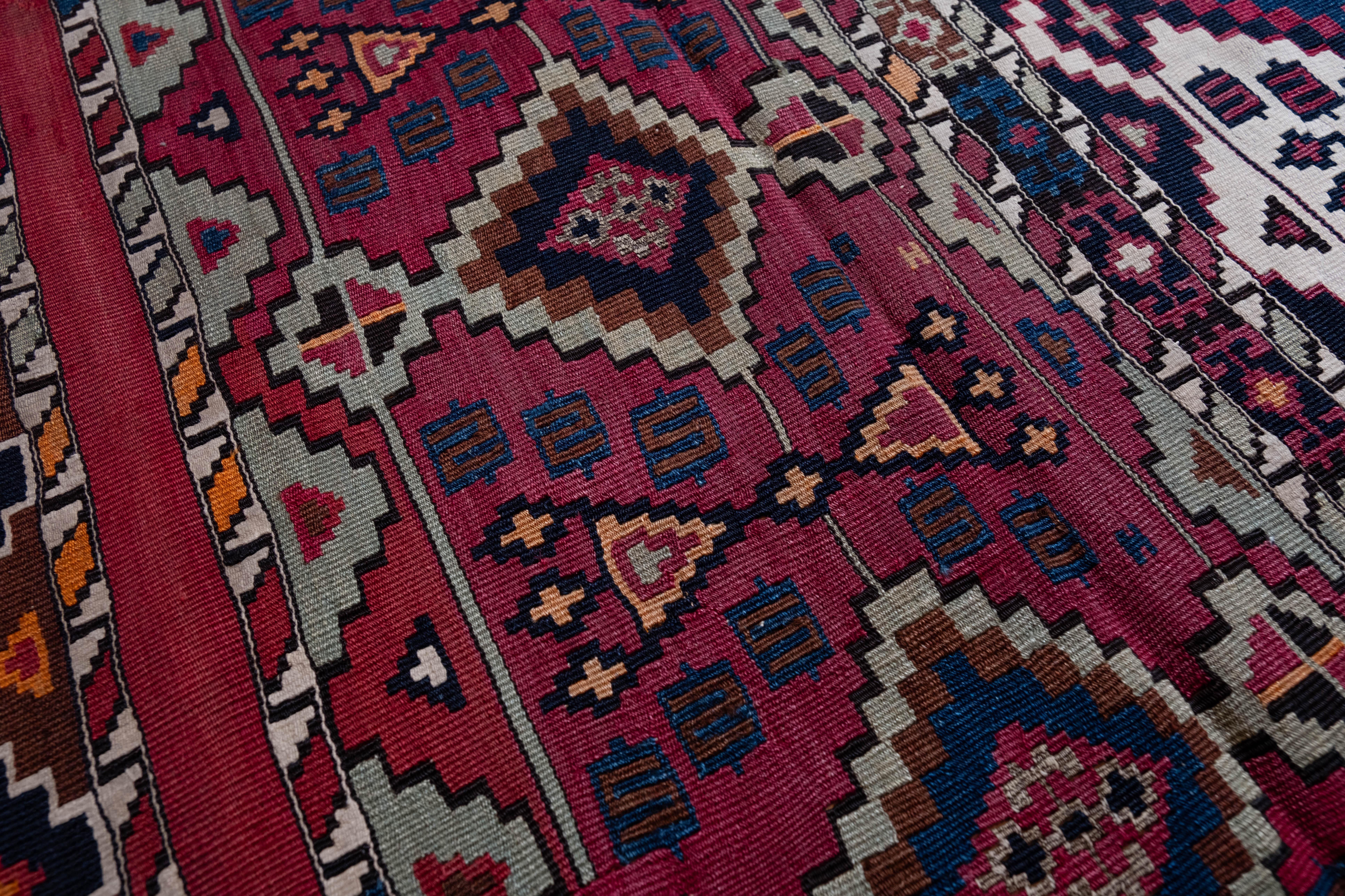 20th Century Antique Aleppo Runner Kilim Rug Anatolia Turkish Carpet For Sale